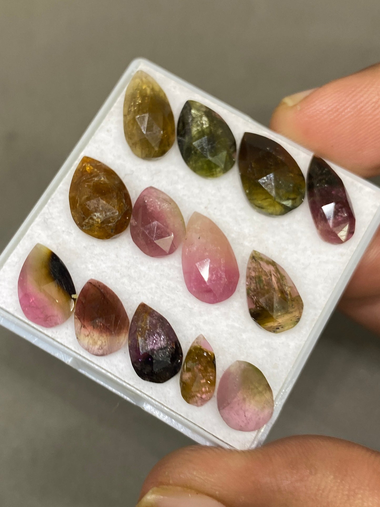 Stunning Watermelon multi tourmaline rosecut lot amazing quality pears wt 25.10 cts size 9x4.5mm-13.5x7mm pcs 13 natural tourmaline rosecut