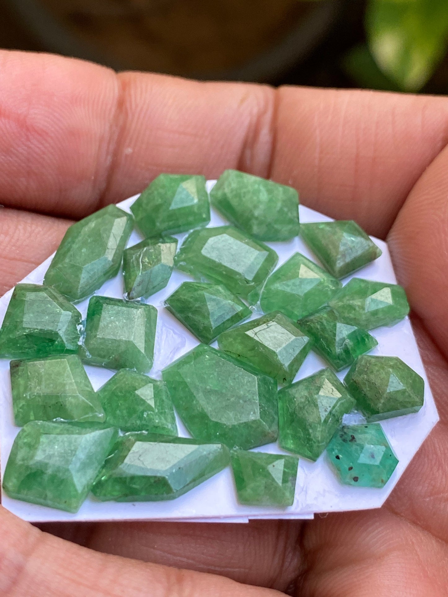 Tsavorite faceted geometric step Cut flats  Green Garnet Cuts Weight 45 carats Pcs 21 Size 7mm-14x-11mm Tsavorite flats