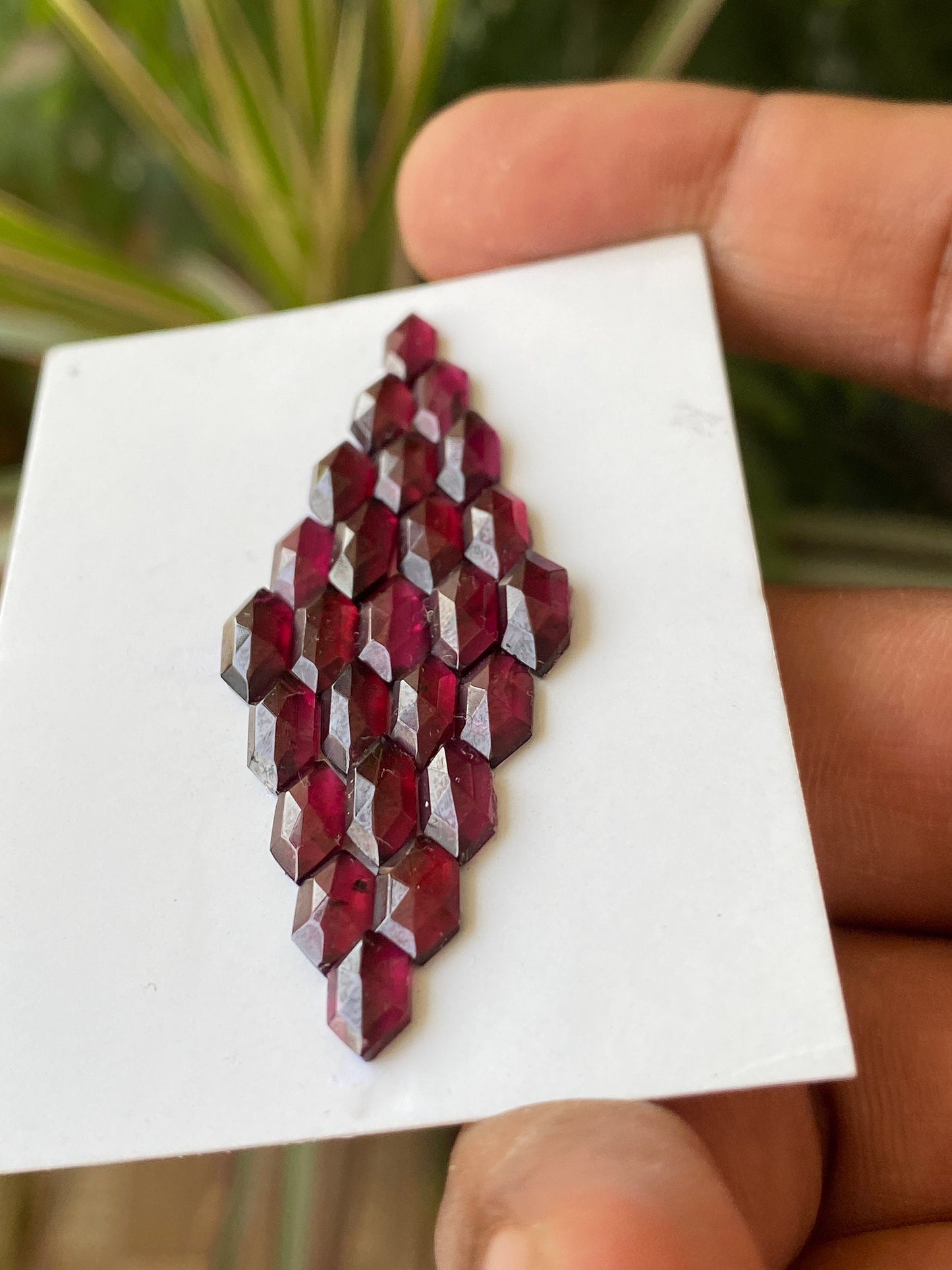 Vivacious Rhodolite garnet hexagon step cuts aaa quality wt 27 cts pcs 25 size 8x4mm-9.8x4mm Rhodolite garnet stepcut hexagons