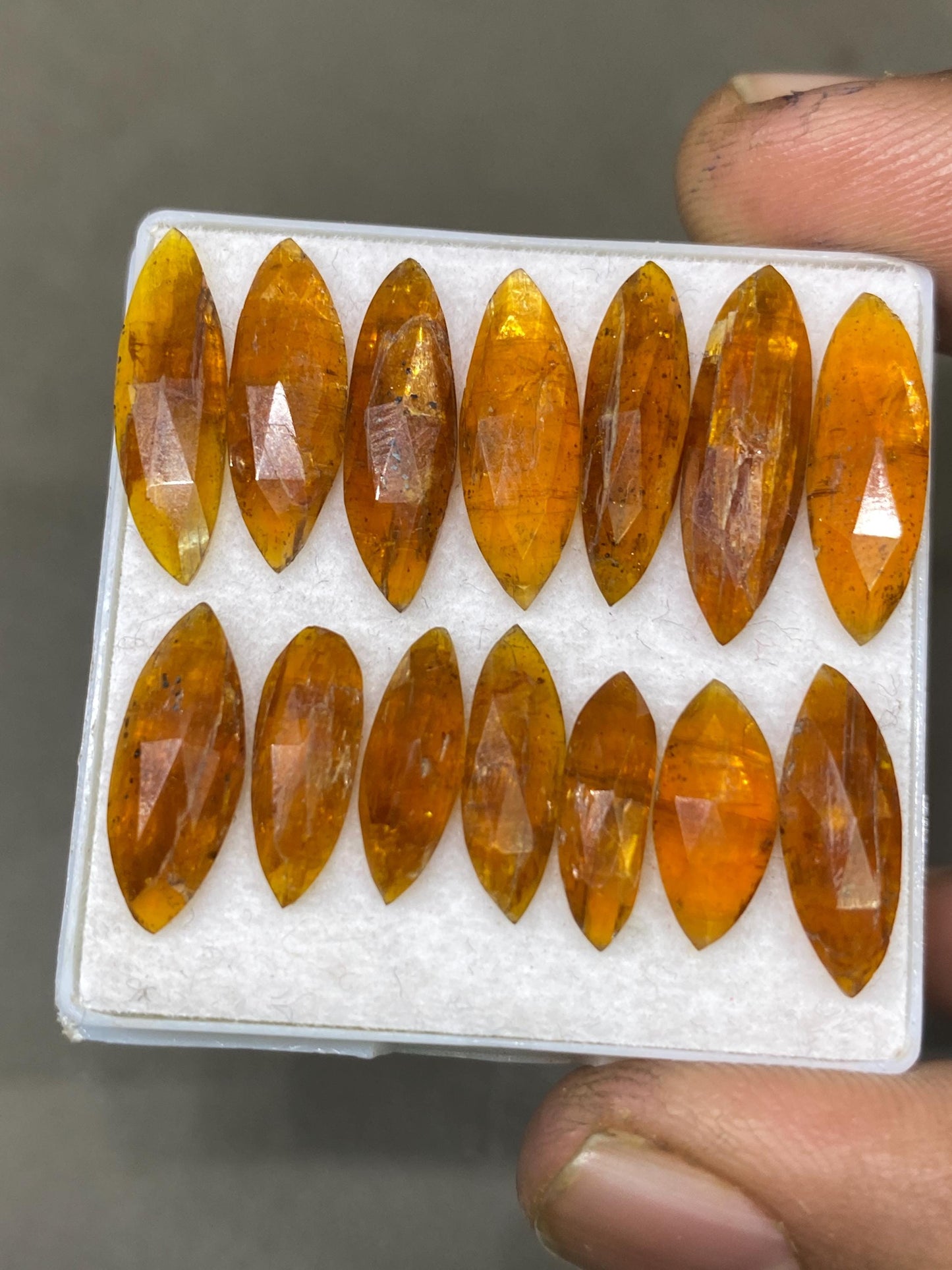 Stunning Rare orange kyanite rosecut marquise flats fine quality weight 31 carats pcs 14 size 13x6mm-19.5x6mm good quality rosecut kyanite