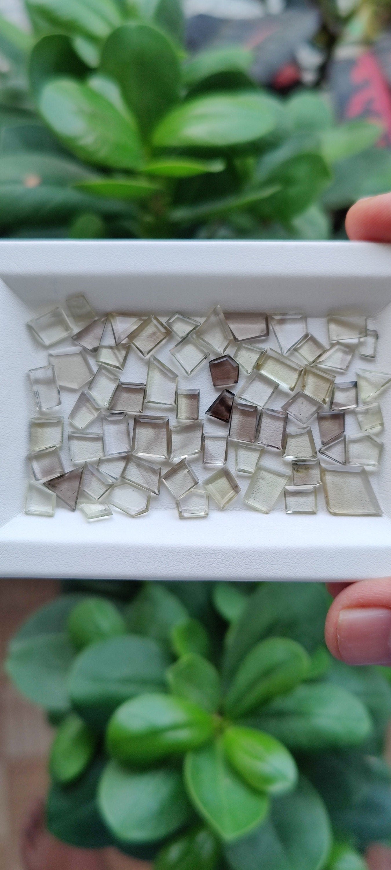 Fascinating bicolor lemon quartz geometric cut flats lot fine  wt 55 cts size 6.6x5.5mm-16.6x11.7mm pcs 60 lemon quartz geometric flats