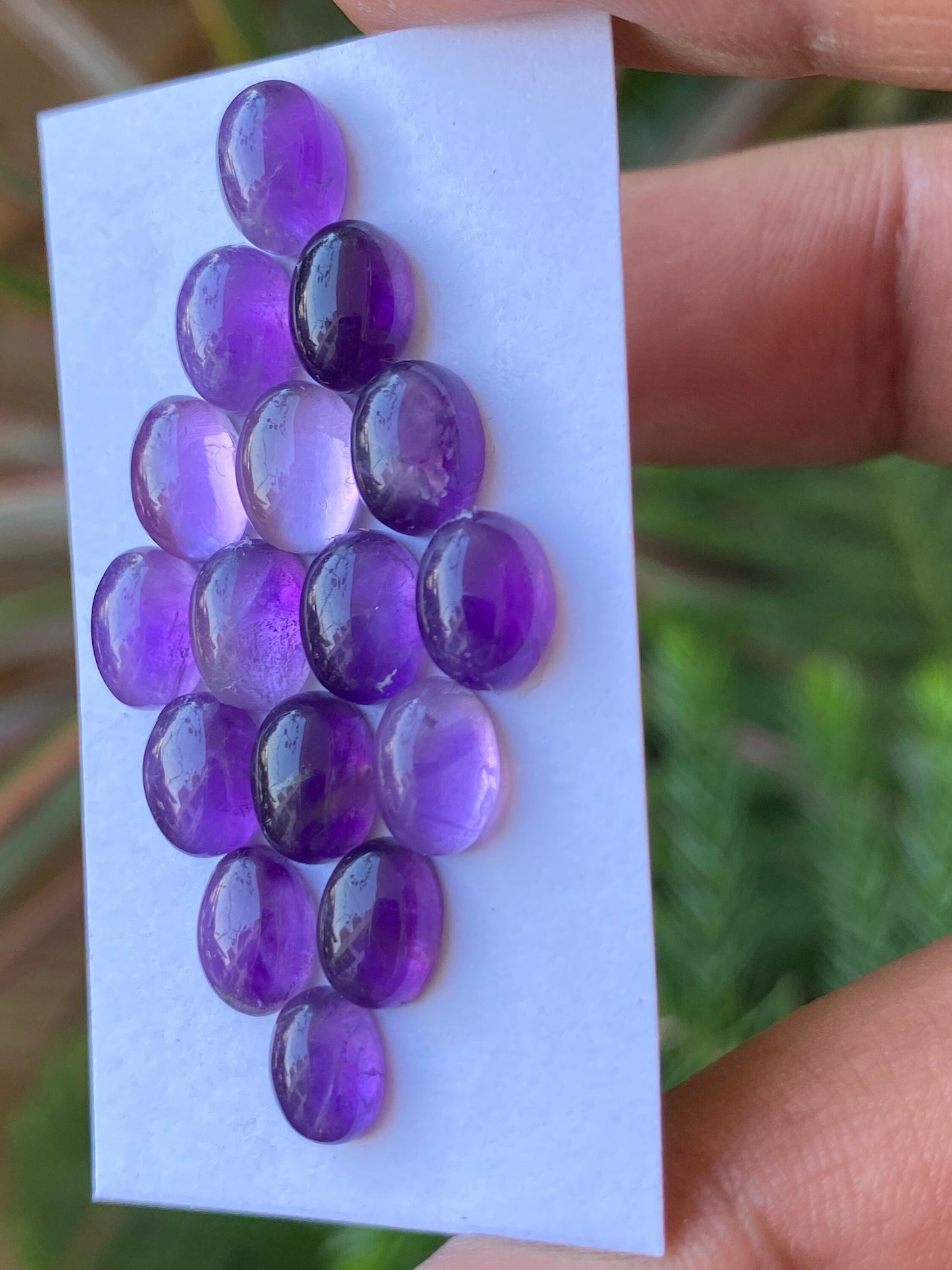 Cute amethyst oval cabochon pcs 16 wholesale lot weight 23.50 carats size 7.2x6.4mm-8.5x6mm amethyst cabochons