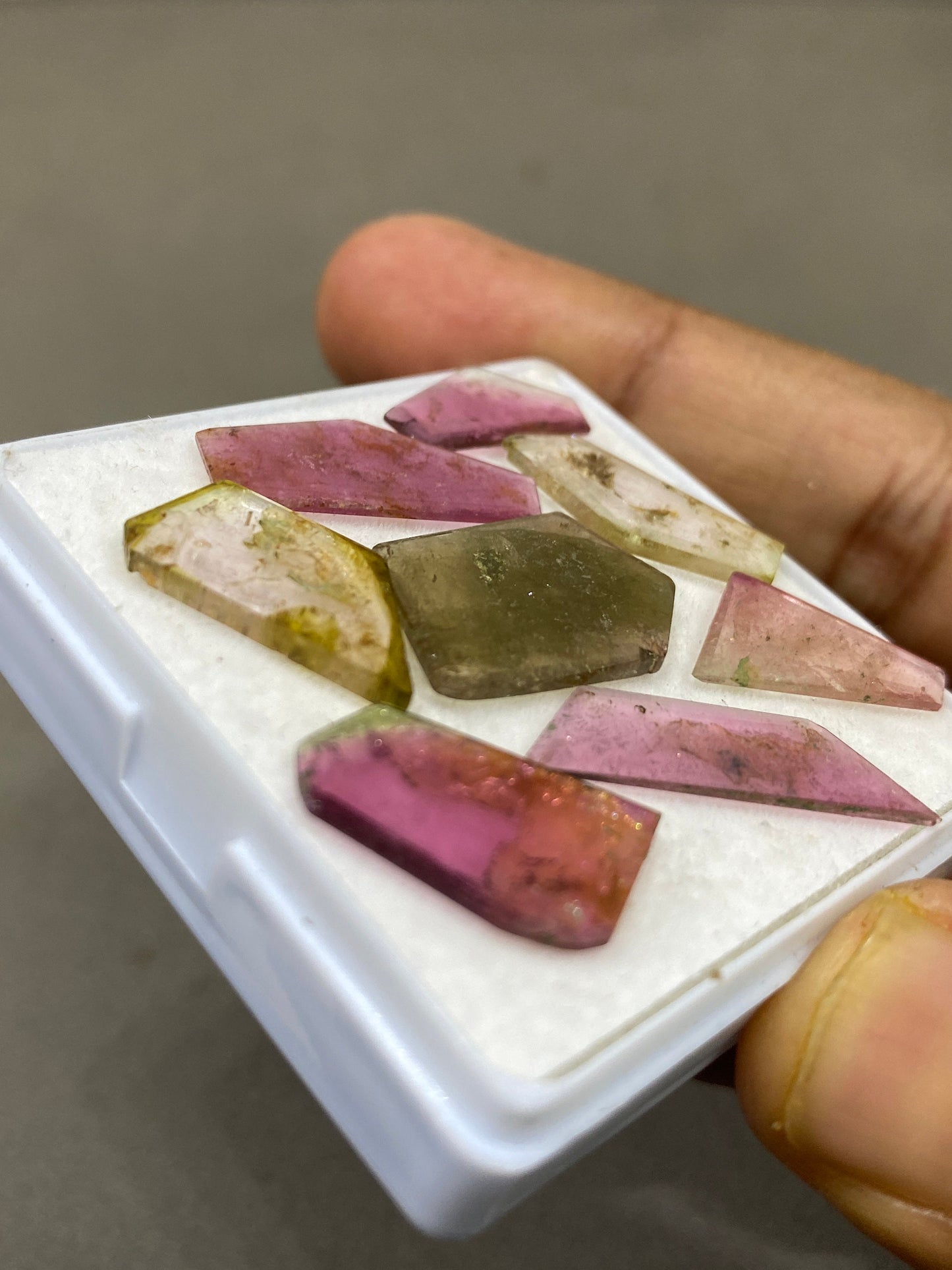 Gorgeous Watermelon multi tourmaline geometric cut flats fine quality weight  carats size 17x9-22x10mm pcs 8 natural tourmaline geometric