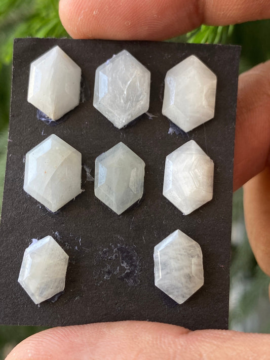 Rare white multi sapphire hexagon step cuts weight 45 cts  pcs 9 size 12.5x7.9mm-14.2x10.3mm sapphire stepcut hexagon flatbacks