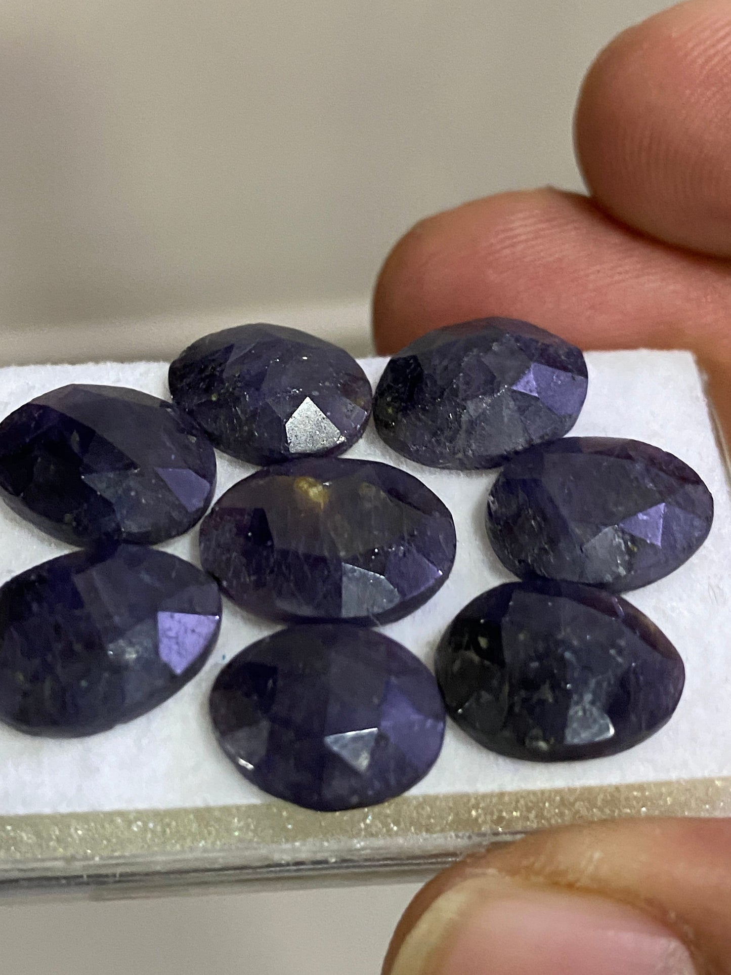 Gorgeous Rare blue purple sapphire rosecut  wt 39 cts pcs 8 size 13x8-14x9mm blue sapphire stepcut hexagon flatbacks