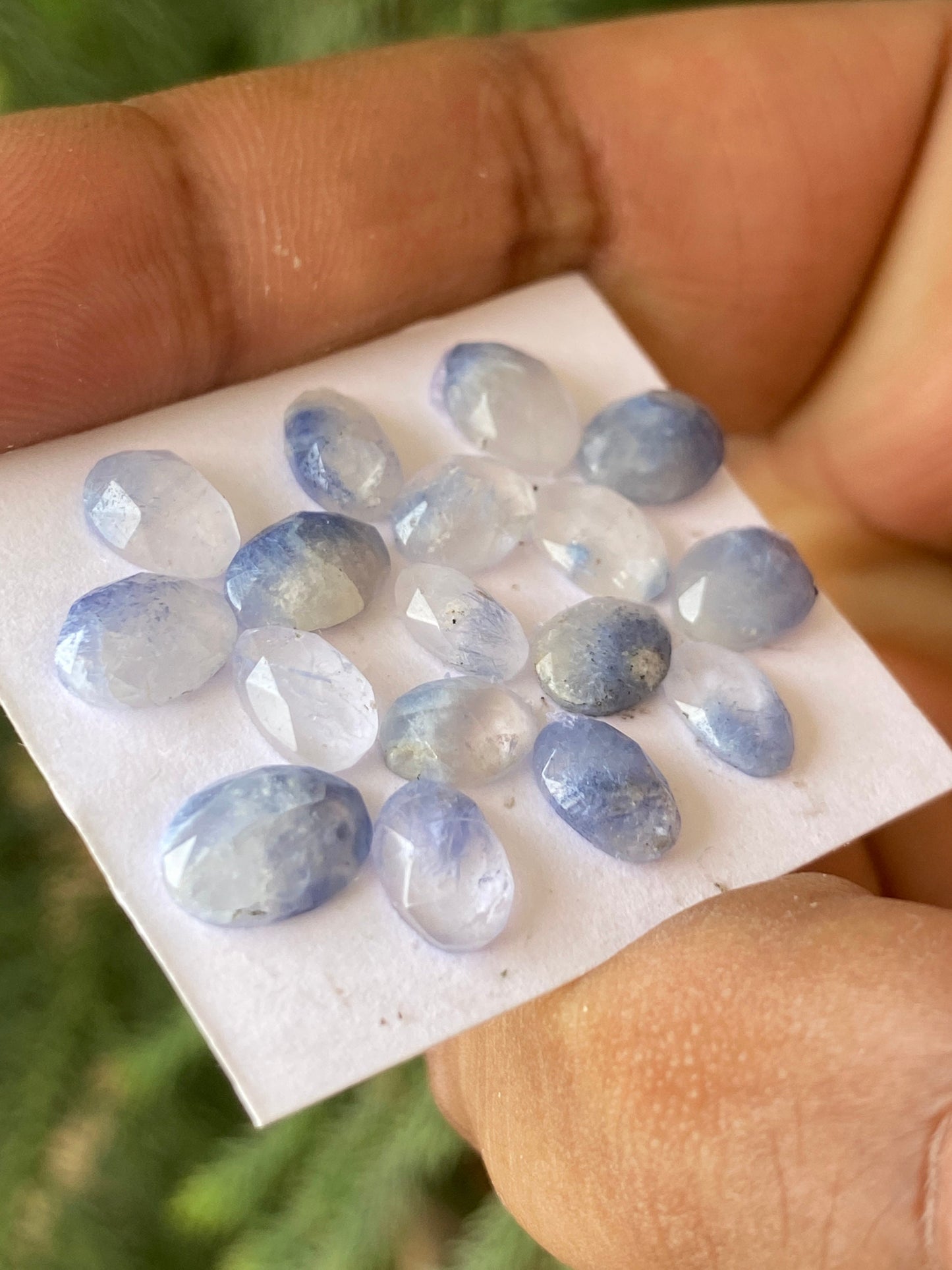 Stunning rare Dumortierite in quartz rosecut pcs 17 Wt 15 cts size 7.7mm-9.5x7mm  Brazilian mines dumortierite cabochons flatback rosecut