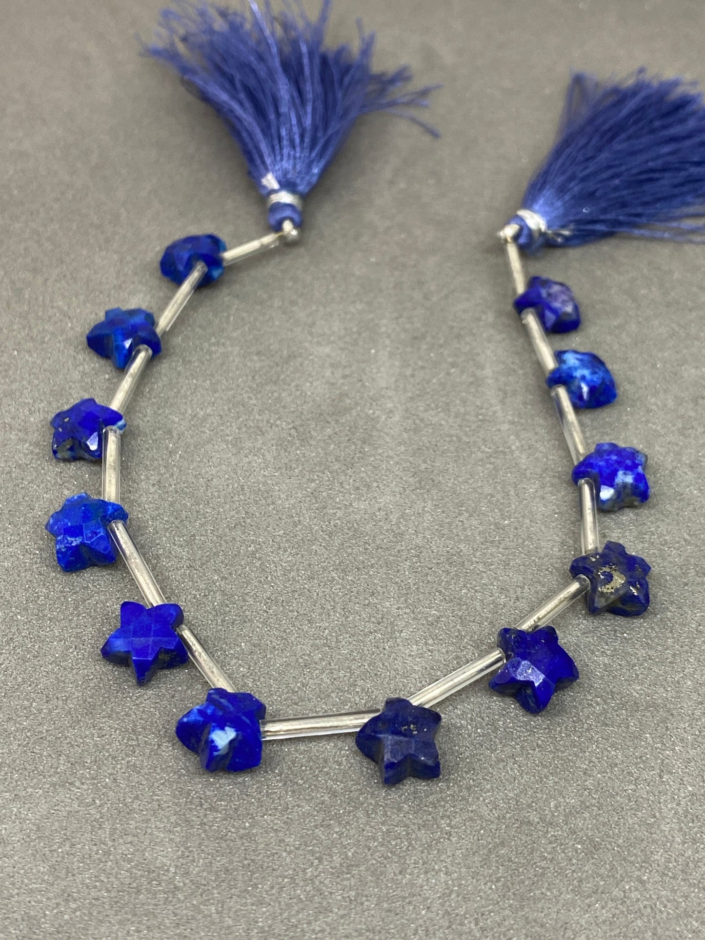 Stunning rare lapis lazuli faceted star shape briolette strand length 8 inches wt 39 cts approx size 10mm approx lapis lazuli star briolette