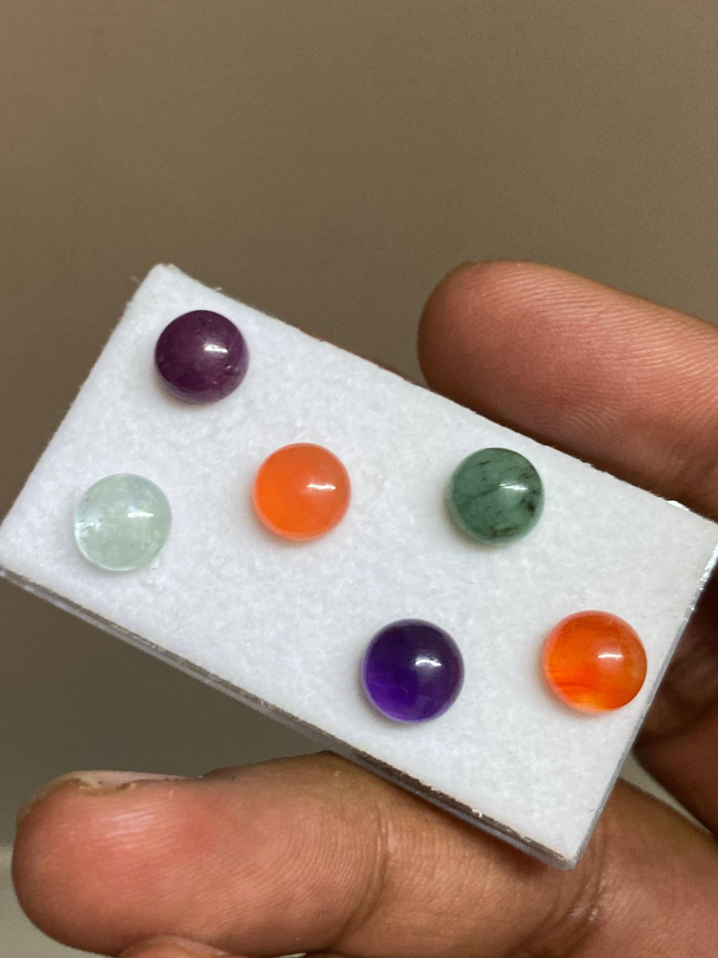 Beautiful rare multi cabochons aquamarine ruby emerald amethyst carnelian  mix stones pcs 6 wt. 13.60 carats 8mm round cabochon lot