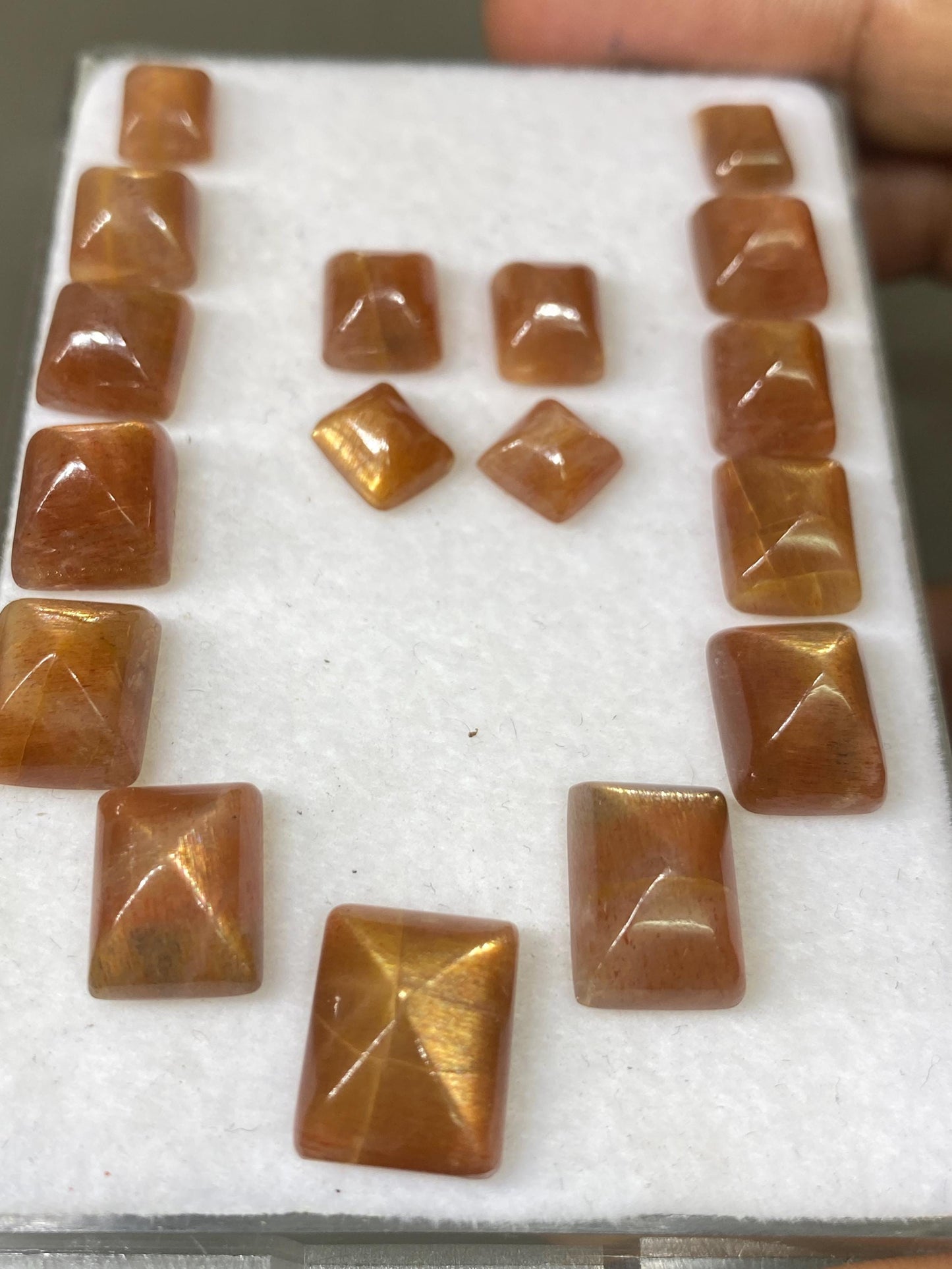 Beautiful natural African lattice sunstone sugar loaf cabochons necklacewt 61 cts pcs 17 size 7x6mm-13x10mm lattice sunstone  cabochons