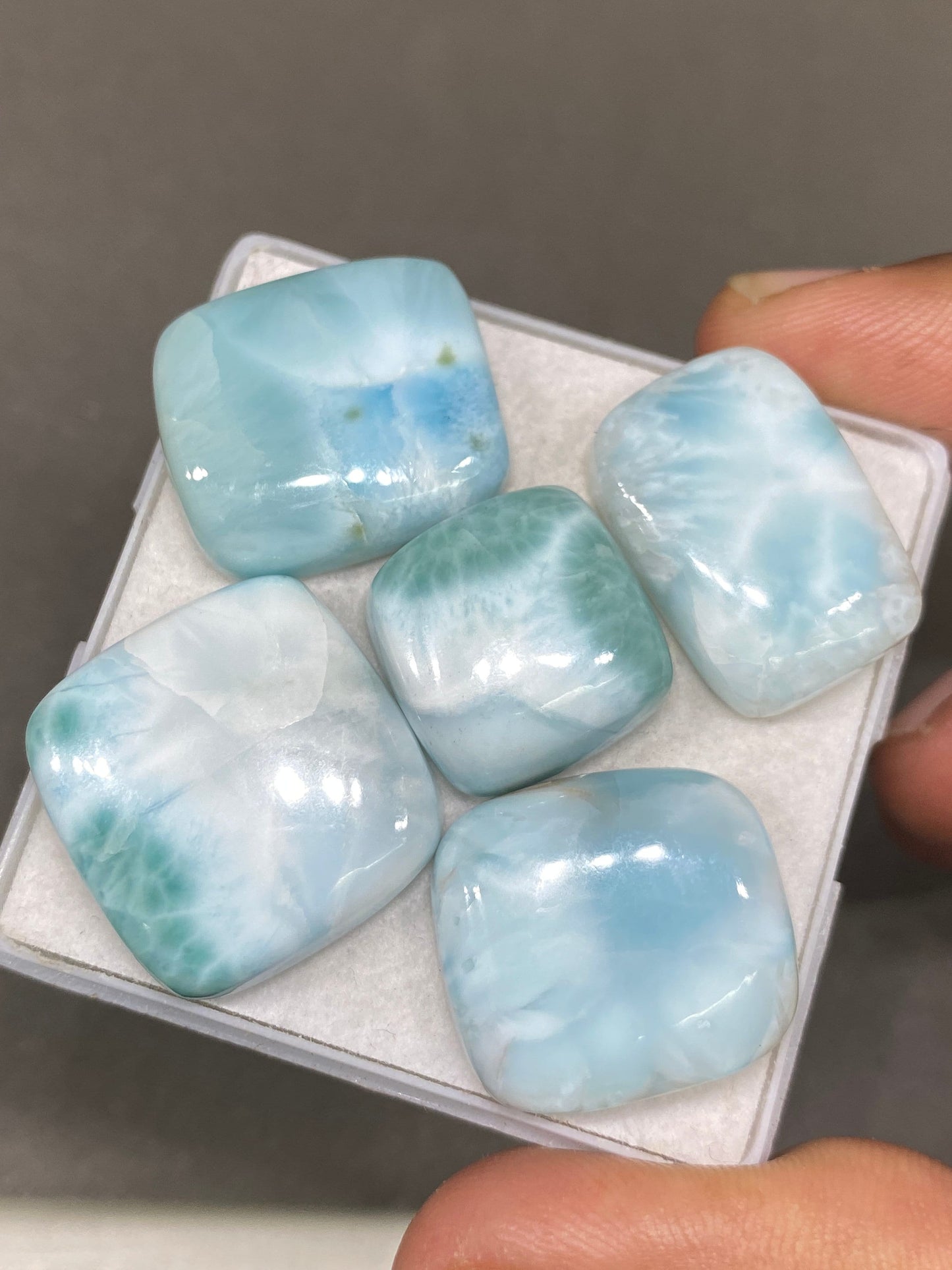 Refreshing rare Smooth Larimar cabochons pcs 5 pendant supply color lighter wt 103 cts size 16x11-22mm natural Larimar cabochons fancy shape