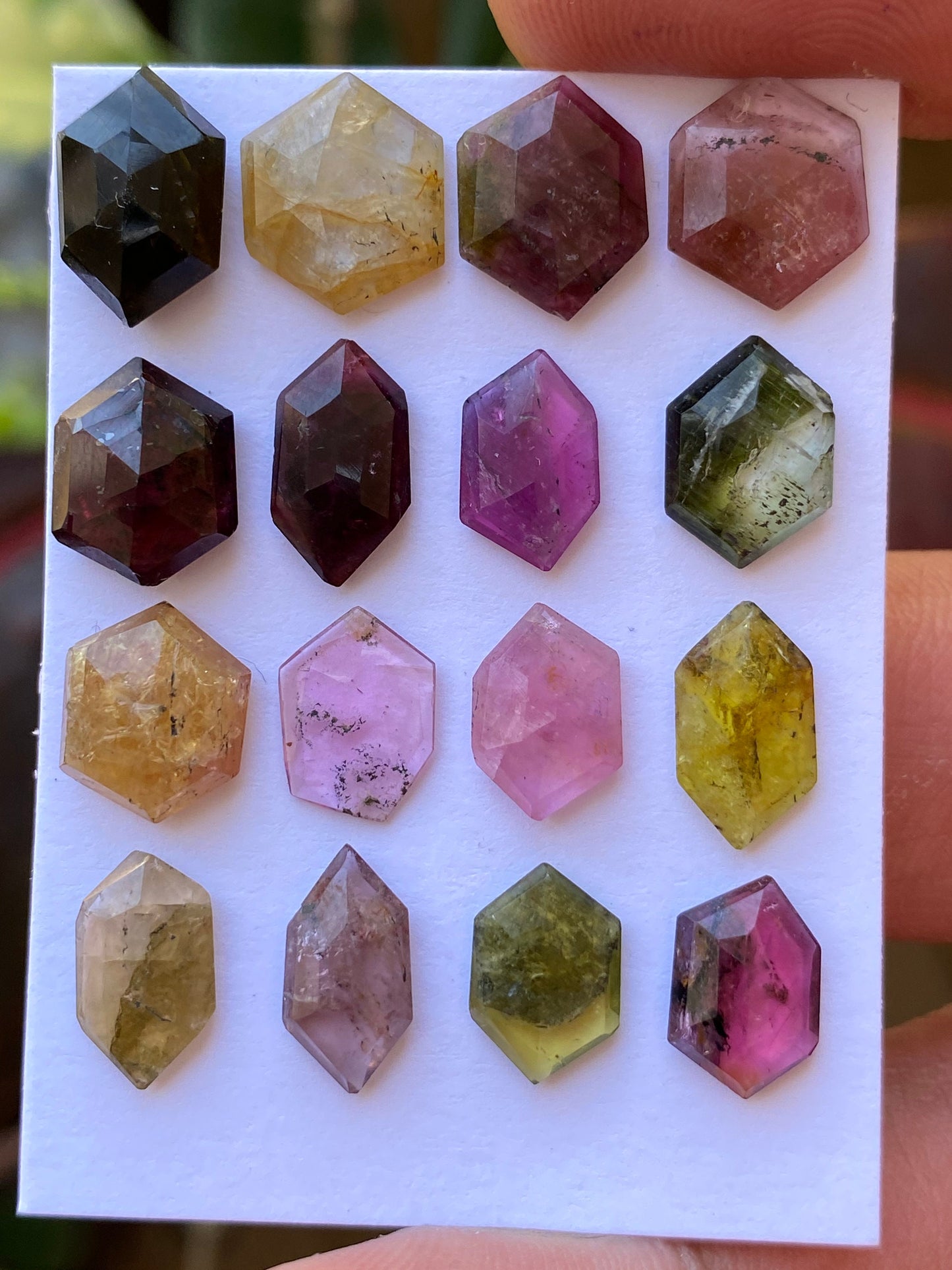 Stunning Extremely rare watermelon tourmaline stepcut hexagons wt 32.50 carats pcs 16 size 10.5x7.5mm-11.5x9.9mm tourmaline hexagon stepcuts