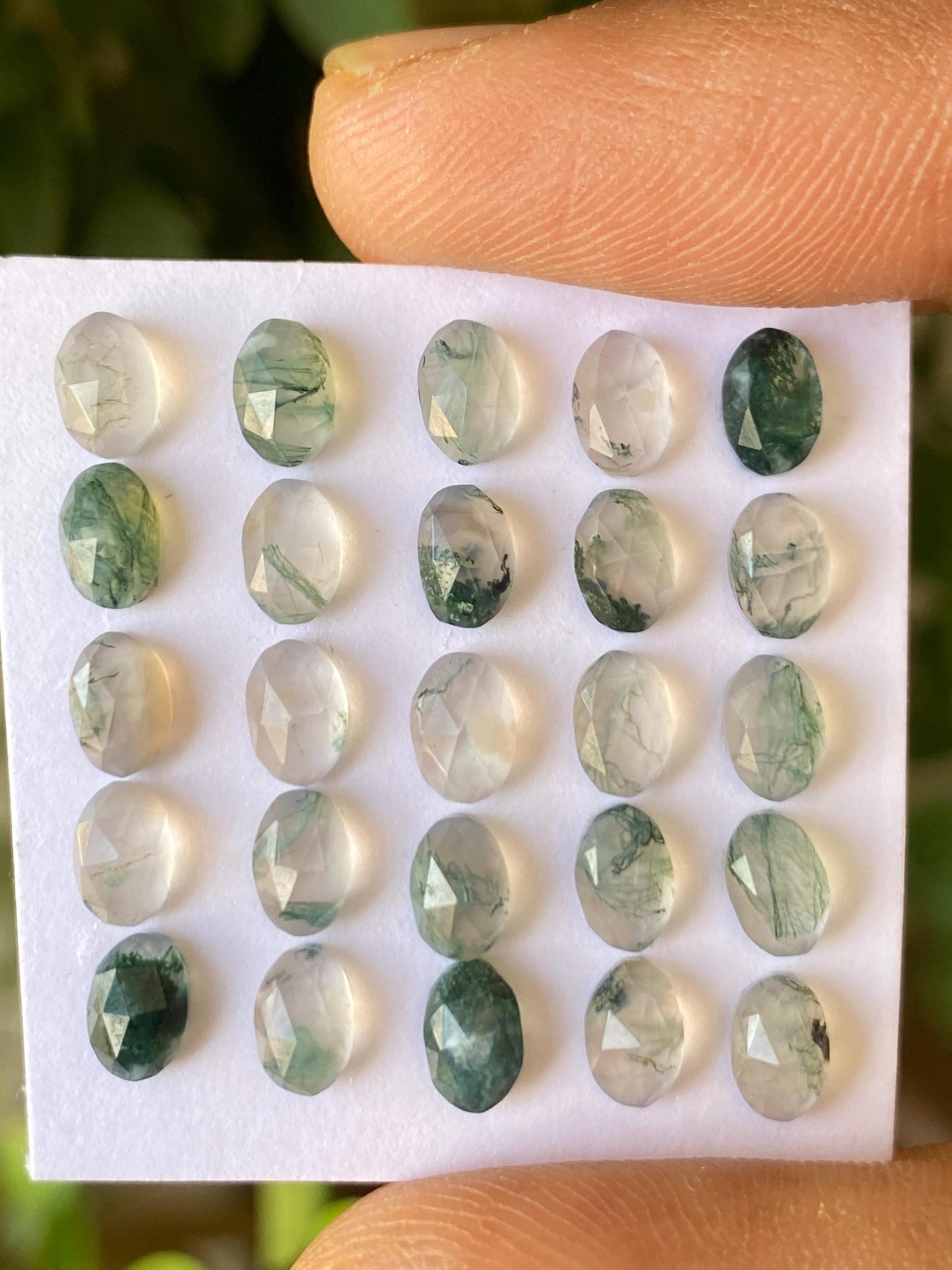 Moss agate Oval faceted rosecut wholesale lot weight 12.50 carats pcs 25 size 5x4mm-6x4mm moss agate oval rosecut stones