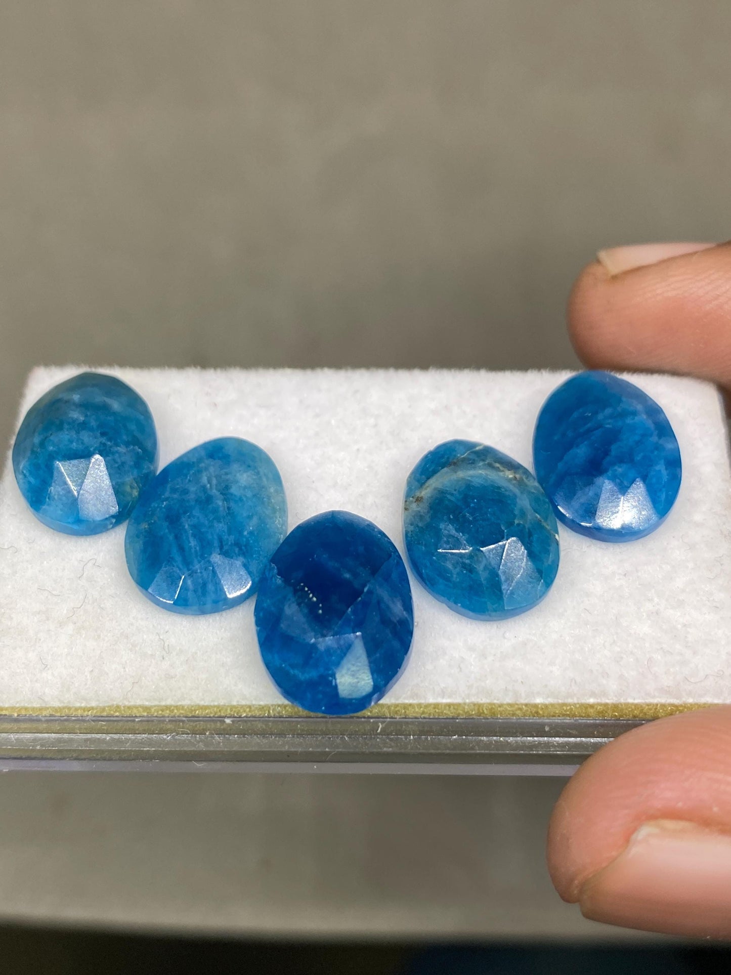 Wow blue apatite Oval rosecut fancy beautiful color size 14x10mm  wt 25.50  carats pcs 5 apatite rosecut