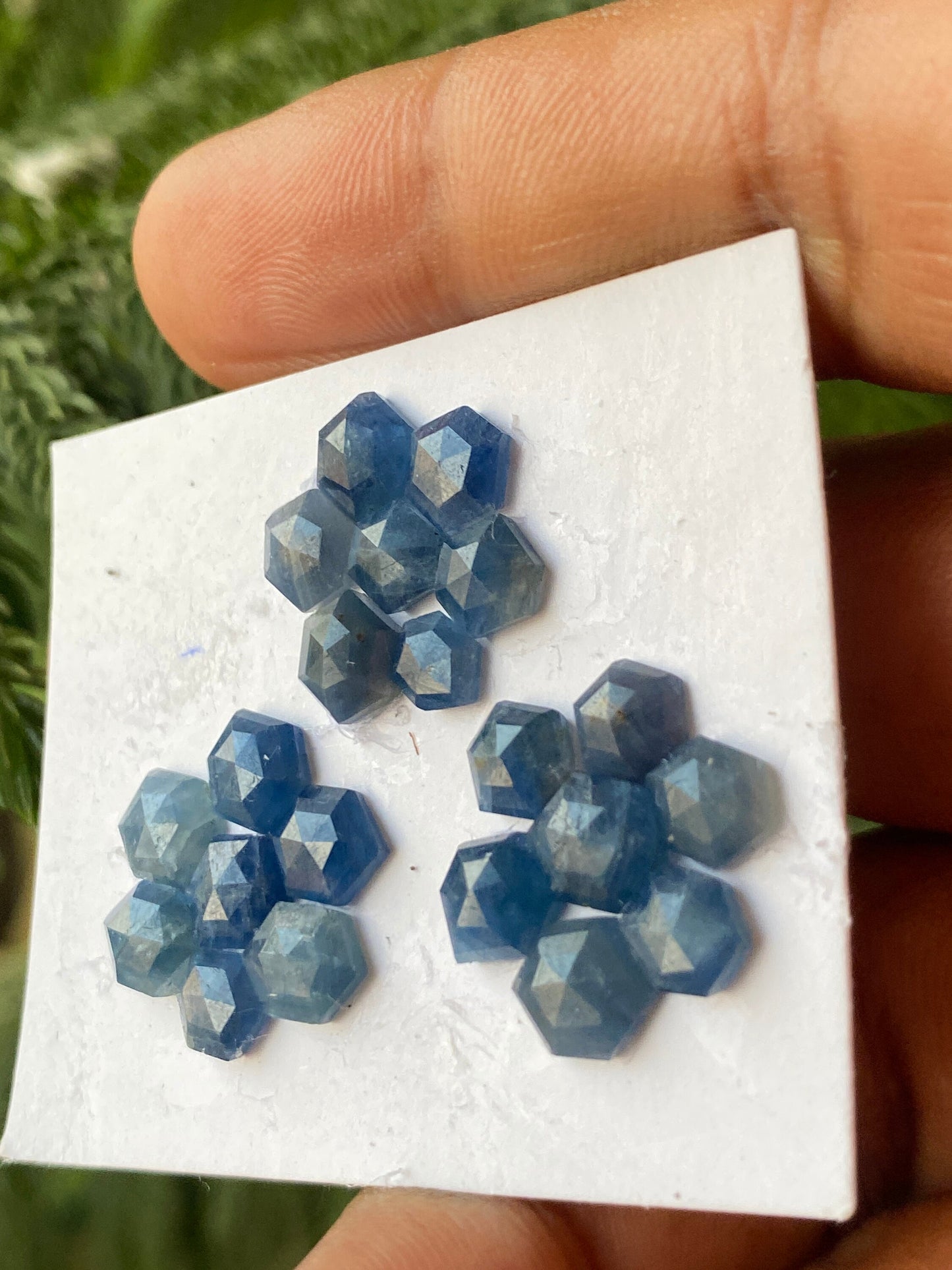 Cute Rare blue sapphire hexagon step cuts  wt 29 cts  pcs 21 size 5.5mm-6.5mm blue sapphire stepcut hexagon flatbacks