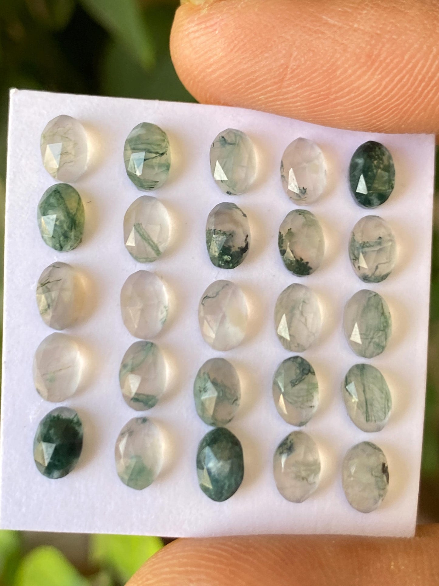 Moss agate Oval faceted rosecut wholesale lot weight 12.50 carats pcs 25 size 5x4mm-6x4mm moss agate oval rosecut stones