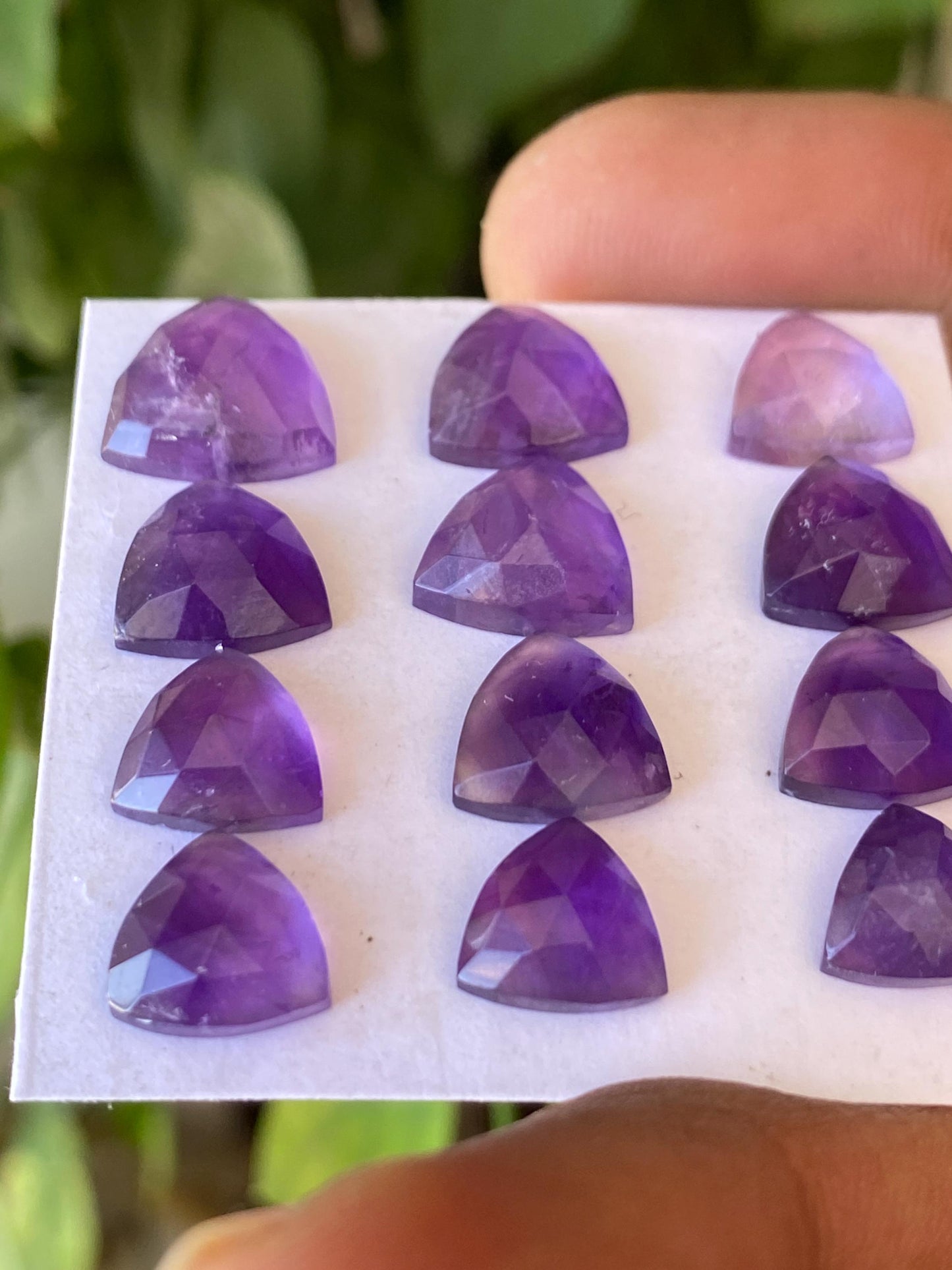 Awesome amethyst trillion rosecut amazing trillion rings jewelry supply size 8mm-11mm wt 32 carats Pcs 12  amethyst trillion cutstones