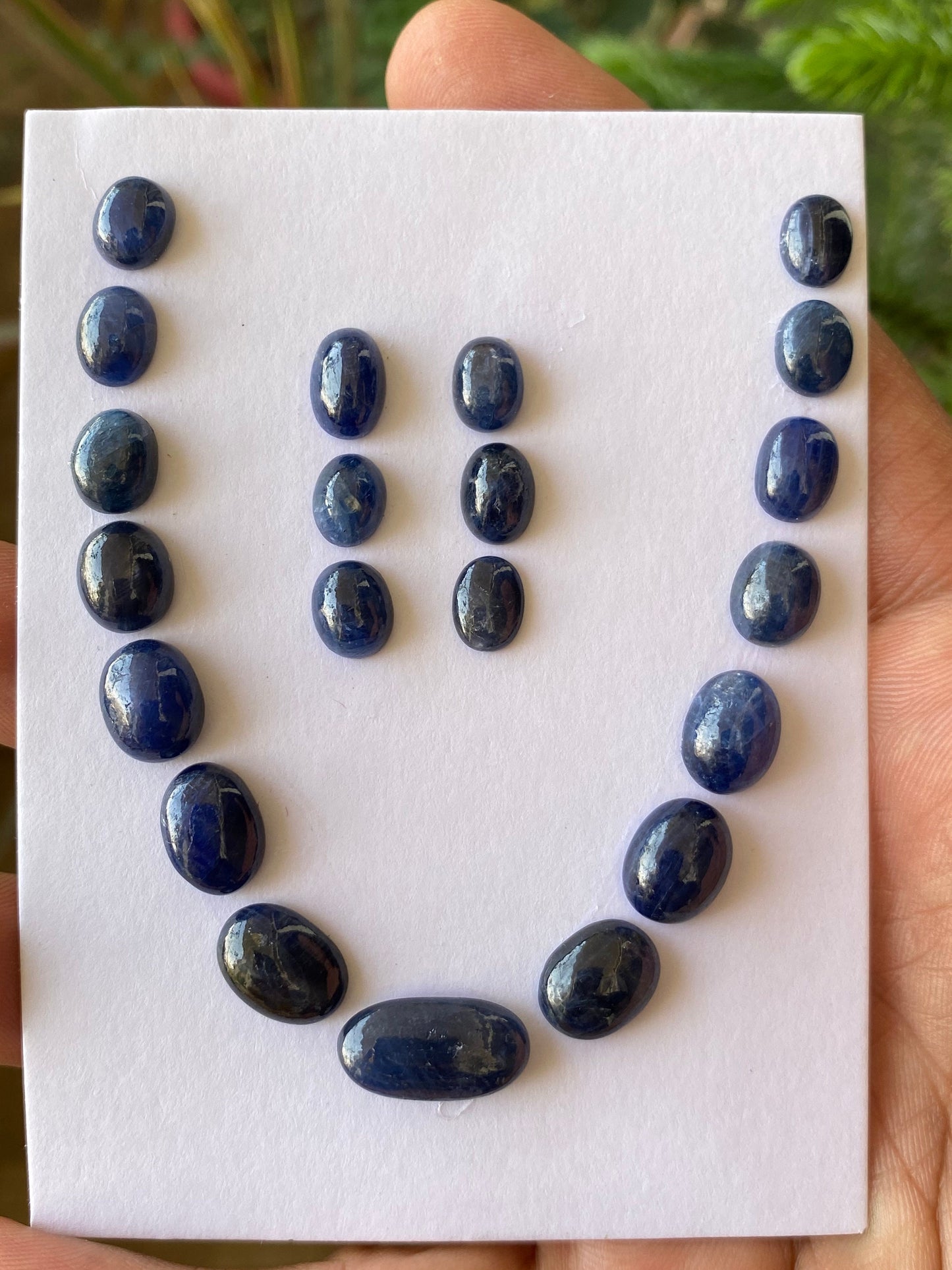 Burma mines blue sapphire cabochons necklace earrings supplies not calibrated wt 77 size 8.6x6.7mm-17.1x9.1mm pcs 21 blue sapphire Cabochon