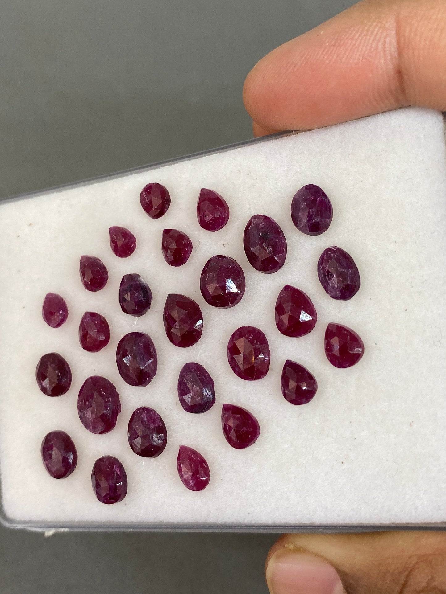 Enchanting very rare natural ruby rosecut Longido  mines lot pcs 27 wt 25  cts size 5x3mm-8x6mm unheated untreated ruby rosecut