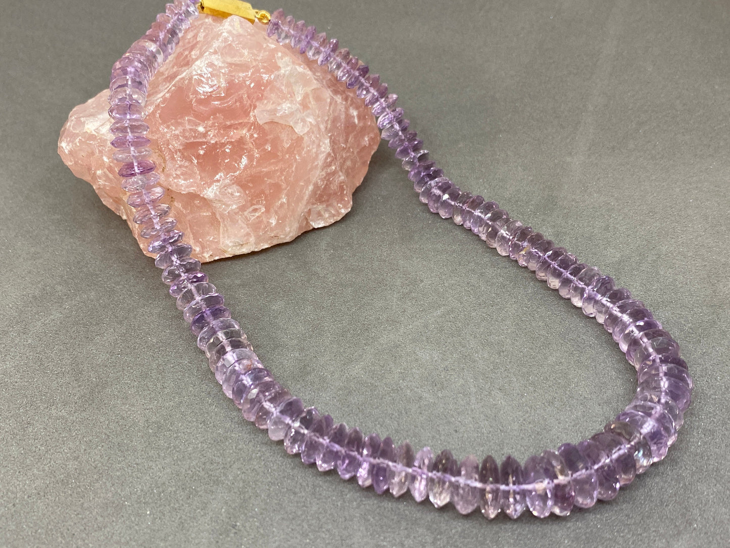 Mesmerising rare amethyst German faceted bead necklace disc shape size 8mm-13mm 16 inches 212 carats moonstone disc saucer beads necklace