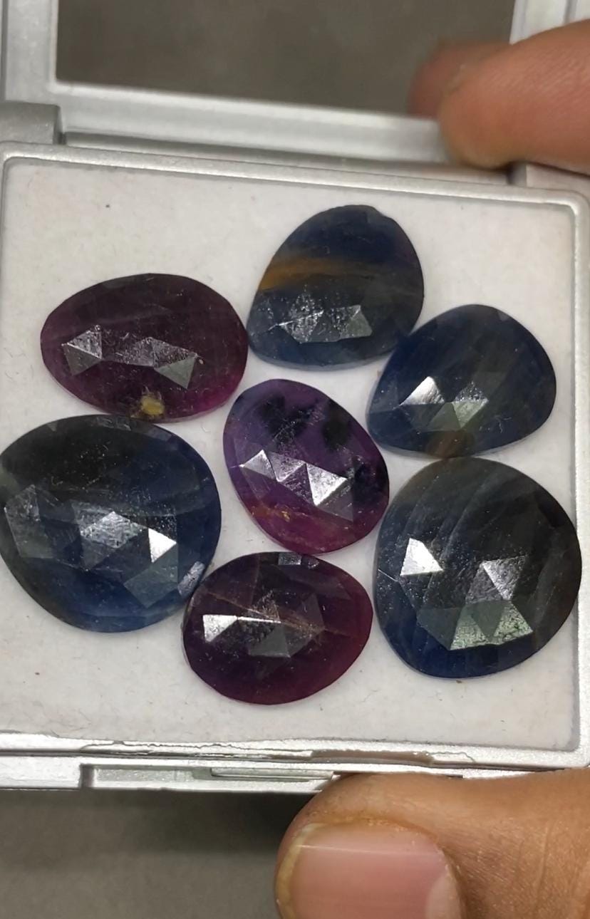 Vivacious Rare aaa designer red  blue sapphire rosecut  wt cts pcs 8 size  uniform blue sapphire rosecut pair