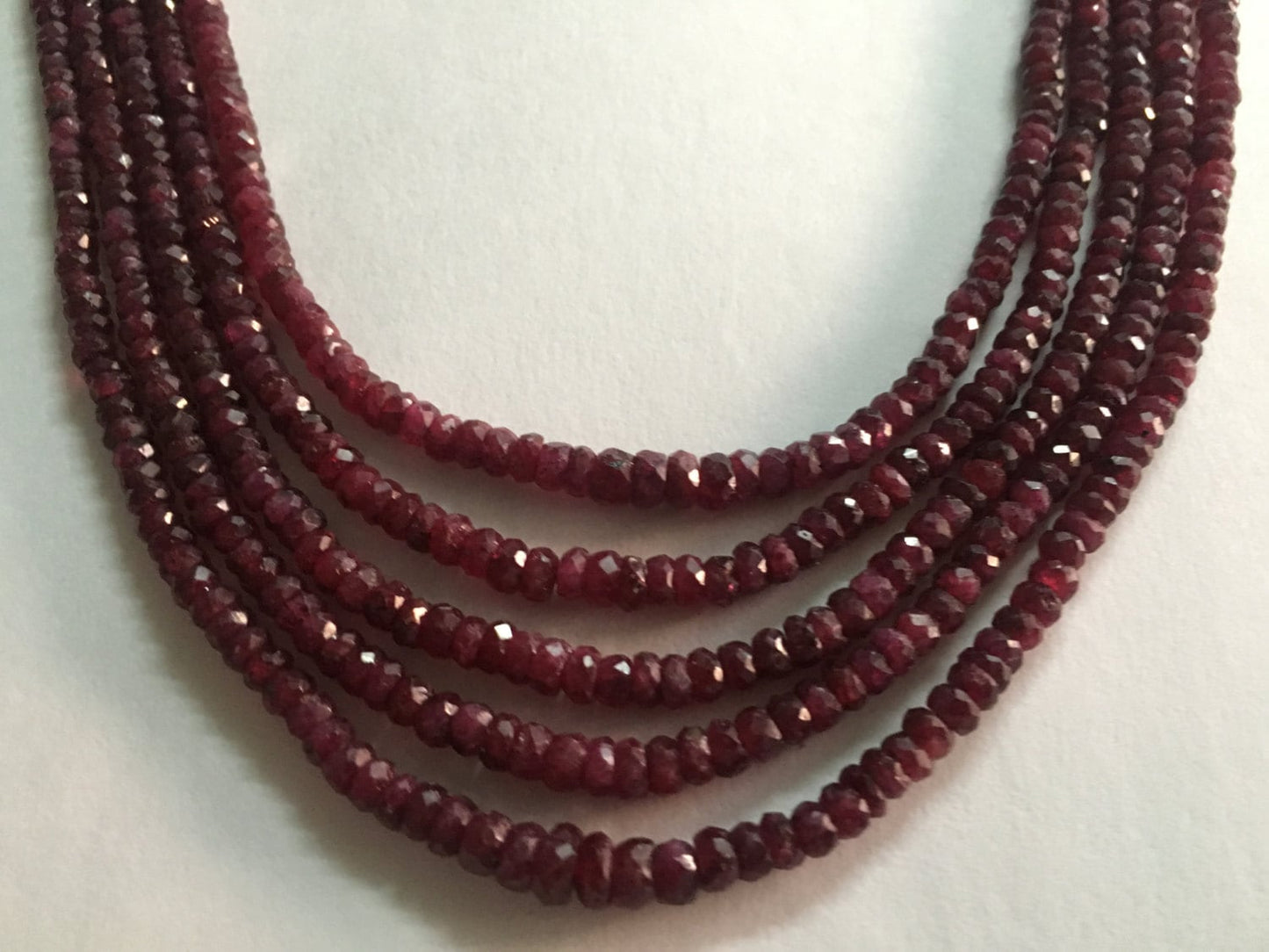 Ruby longido beads faceted size 3-4mm 120 carats 14 inches to 16 inches  unheated ruby beads necklace ruby faceted beads longido mines