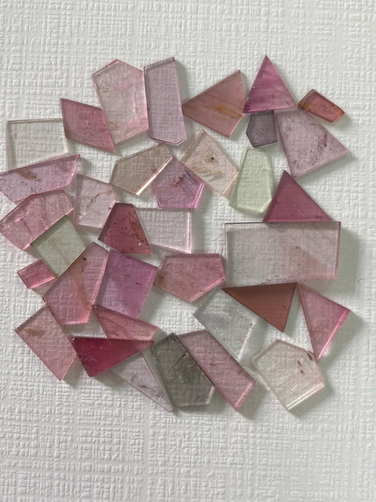 Alluring pink tourmaline geometric smooth flats lot fine quality wt 26 carats size 4x3-17x9mm pcs 35 natural tourmaline