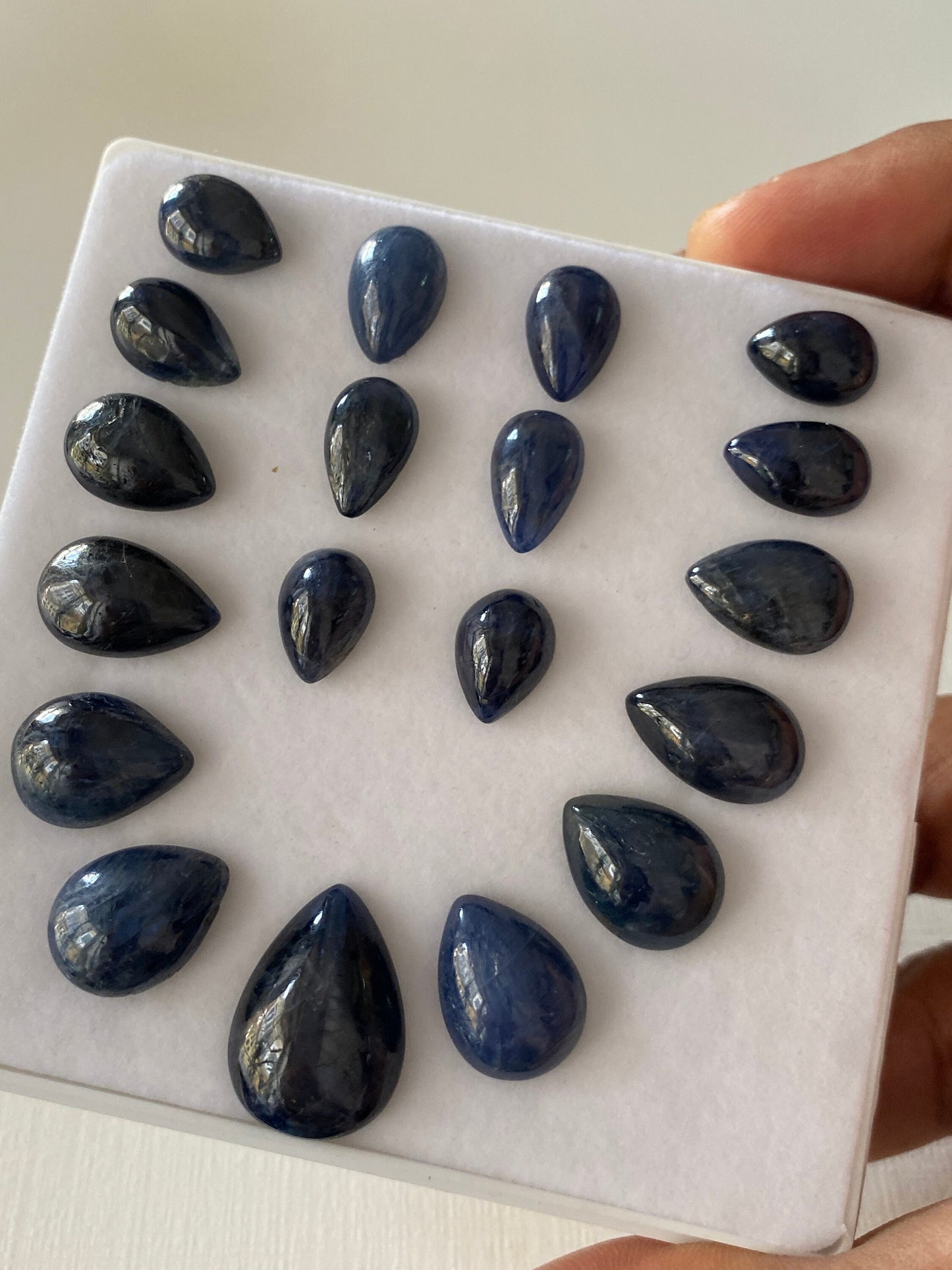 Very rare Burma mines blue sapphire pear shape cabochons weight 152 carats pcs 19 good size rare Burma mines necklace earrings supply