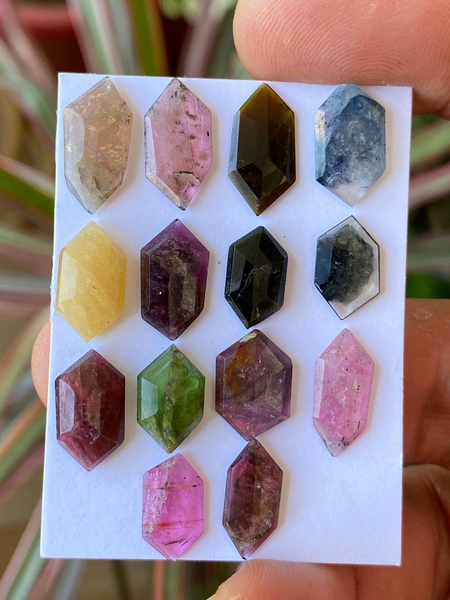 Gorgeous Extremely rare watermelon tourmaline stepcut hexagons wt 31 carats pcs 14 size 12x7mm-16.2x8.3mm tourmaline hexagon  stepcuts