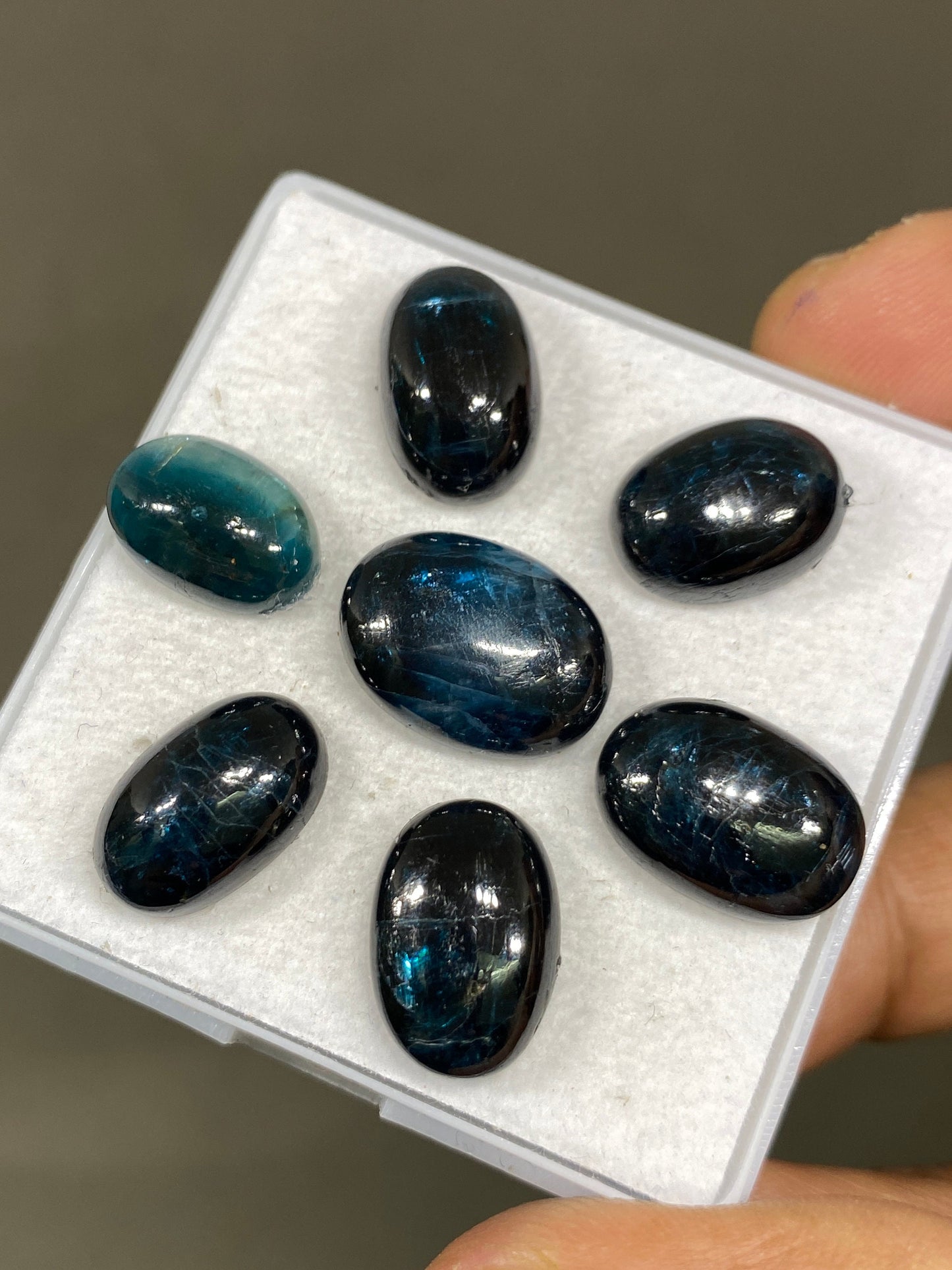 Rare teal kyanite oval cabochons fine quality wt 60 cts size 13x9mm-18.8x12.3mm pcs 7 ink blue kyanite oval smooth cabs