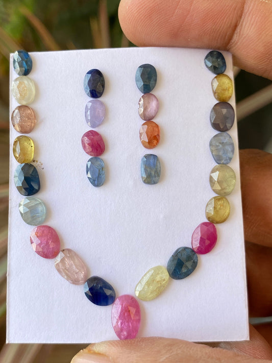 Stellar very rare colorful sapphire rosecut necklace multi sapphire lot amazing quality pcs 27 wt 23 cts size 6x5mm-9.8x6mm umba sapphire