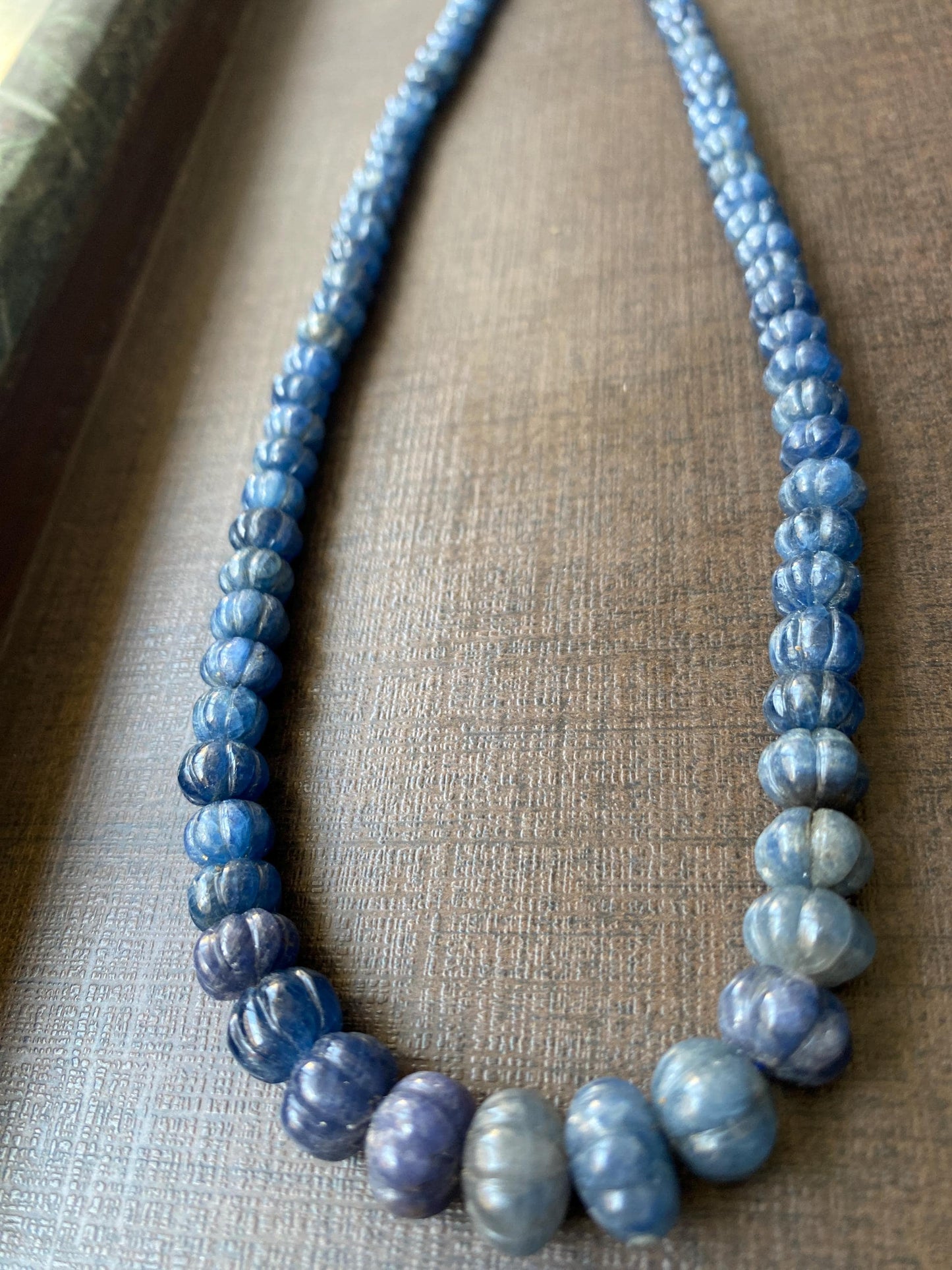 Blue sapphire melon carved beads 250  carats 16 inches size 6mm-11mm sapphire carved beads Handcarved melon carving sapphire beads