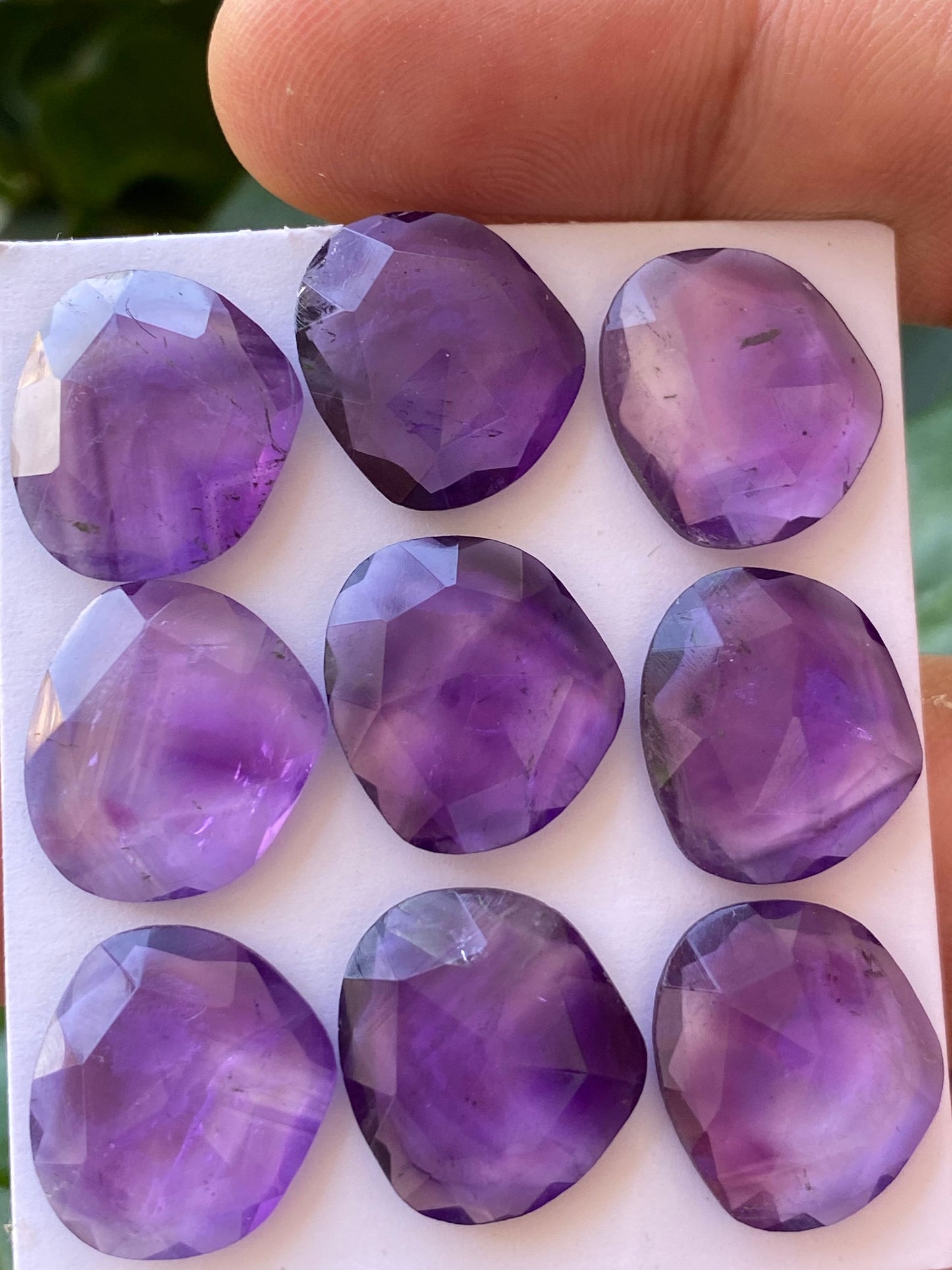 Dazzling rare amethyst rosecut fancy shape size 15x14-16x14mm approx wt 69.50 cts pcs 9 rosecut amethyst fancy shape calibrated