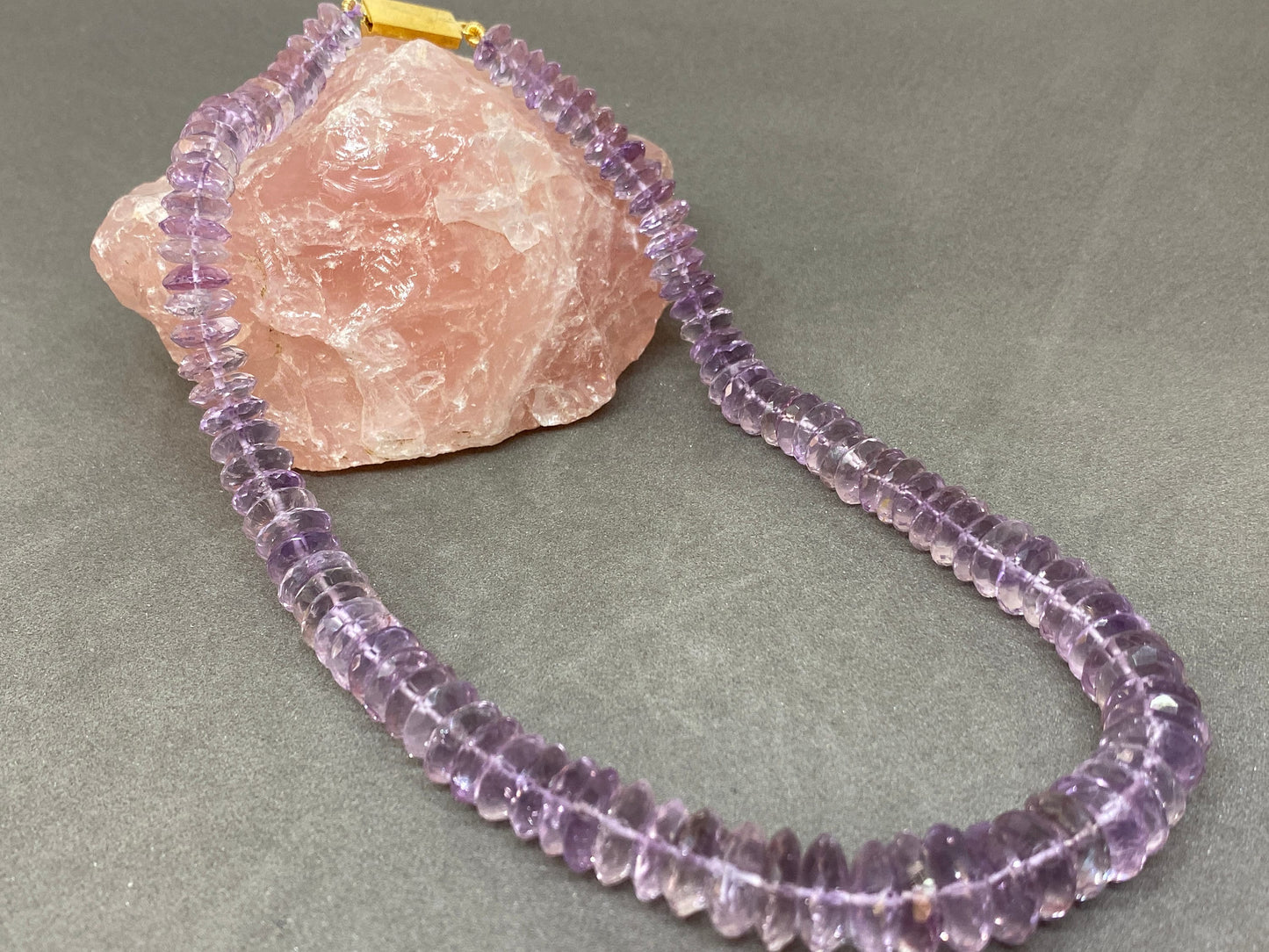 Mesmerising rare amethyst German faceted bead necklace disc shape size 8mm-13mm 16 inches 212 carats moonstone disc saucer beads necklace