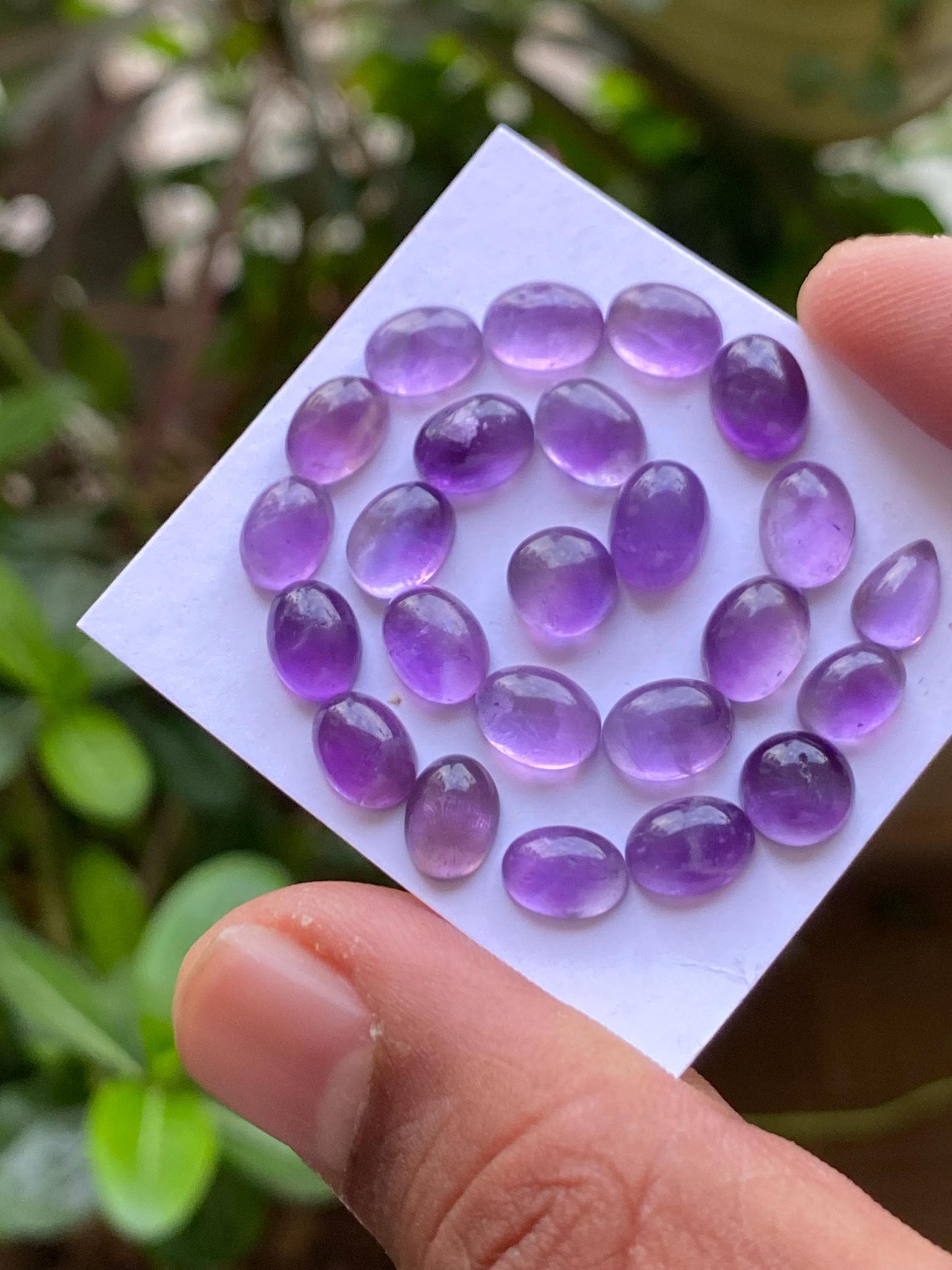 Gorgeous amethyst oval cabochon  pcs 24 wholesale lot weight 31.50 carats size  7x5mm-8x6mm amethyst cabochons