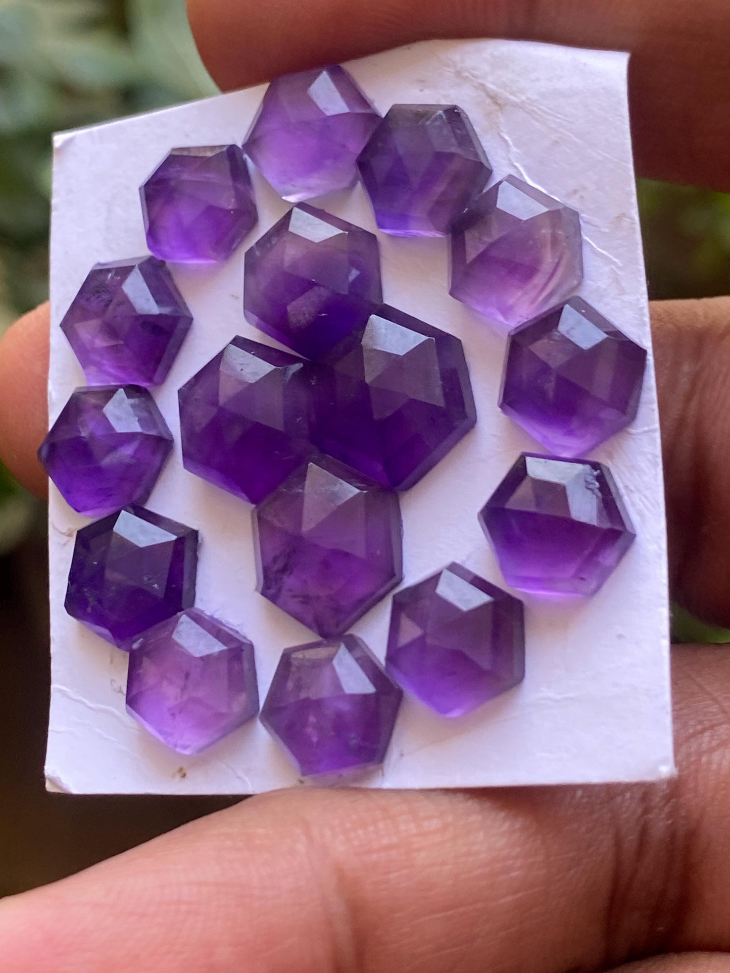 Stunning amethyst hexagon stepcut gems weight 48 carats pcs 16 size 9.8x8mm-12x10mm amethyst hexagon stepcut gems