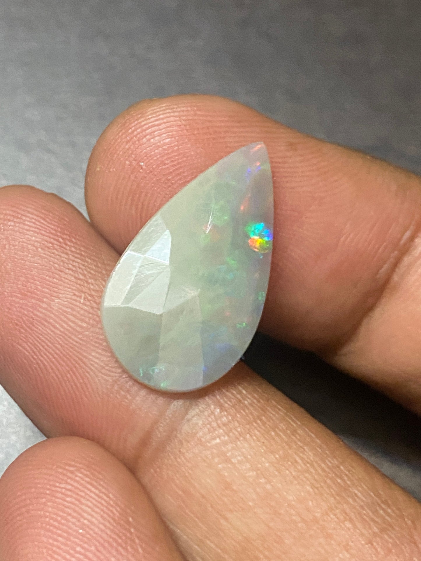 Dazzling single piece Ethiopian opal rosecut  Welo opal rosecut pear ring  21x12.5mm wt 4.5 cts  rosecut opal beautiful fire  opal rosecut