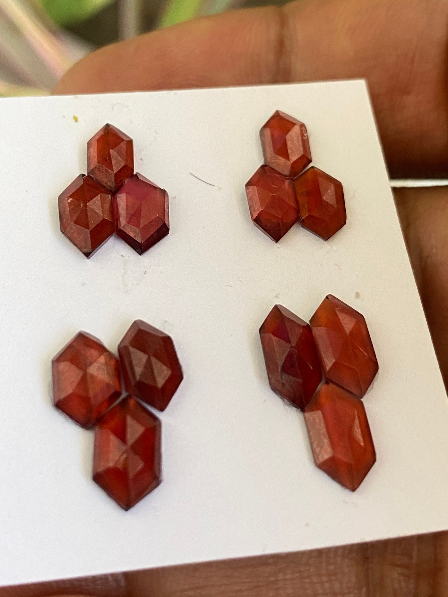 Vivacious  Red garnet hexagon step cuts aaa quality wt 11.5 cts pcs 12 size 7.7x4.8mm-9.5x5mm red  garnet stepcut hexagons