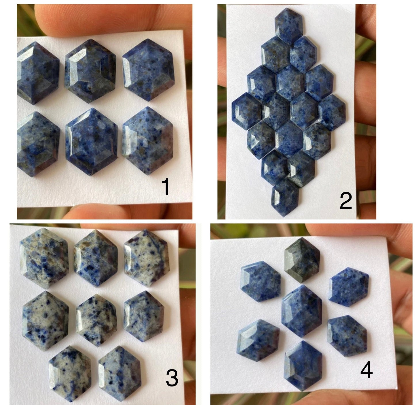 Fascinating Dumortierite hexagon wholesale lot rosecut dumortierite flatback gems