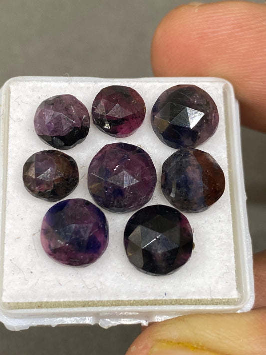 Stunning Rare winza mines  bicolor pink blue sapphire rosecut round weight 17 cts pcs 8 size 6.5mm-8mm sapphire rosecut gems