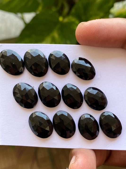 Gorgeous rare  Black tourmaline rosecut wholesale lot weight 63 cts pcs 12 size 14x11mm-16x12mm rosecut black tourmaline ovalish  rosecut