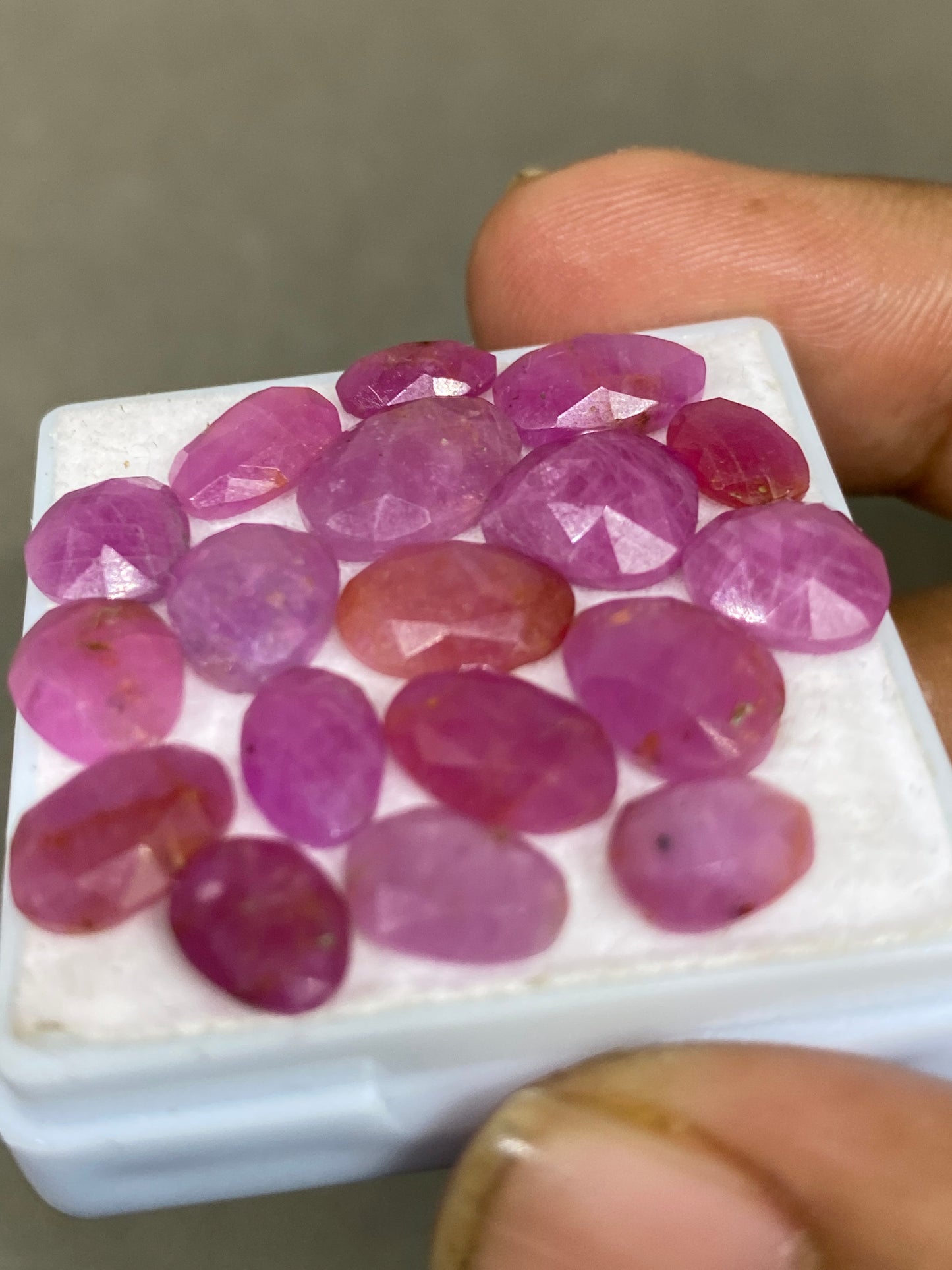 Amazing natural unheated untreated ruby rosecut flats amazing color mixed shapes wt 44 cts pcs 19 size 8x5.8mm-12x9mm ruby rosecut