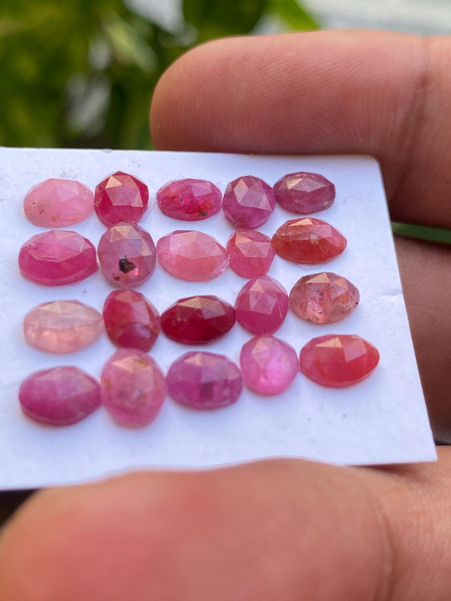 Stunning Rare mozambique mines ruby oval rose cut wt 15 cts  pcs 20 size 5.6x4.5mm-7x5mm ruby oval rosecut flatbacks