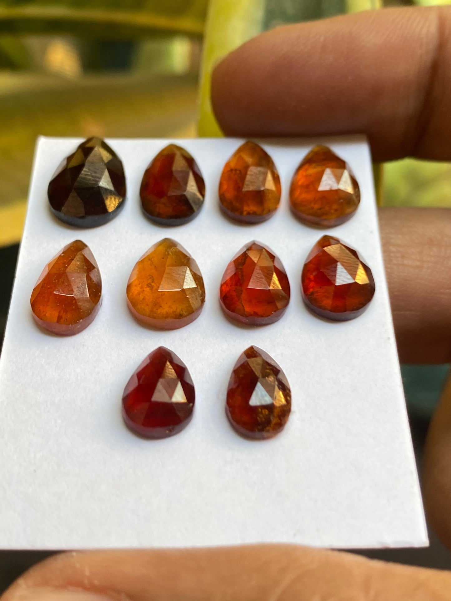 Nice hessonite orange garnet pear shape rosecut wt 33 carats pcs 10 size 10x7mm-14x9mm Hessonite garnet rosecut pears