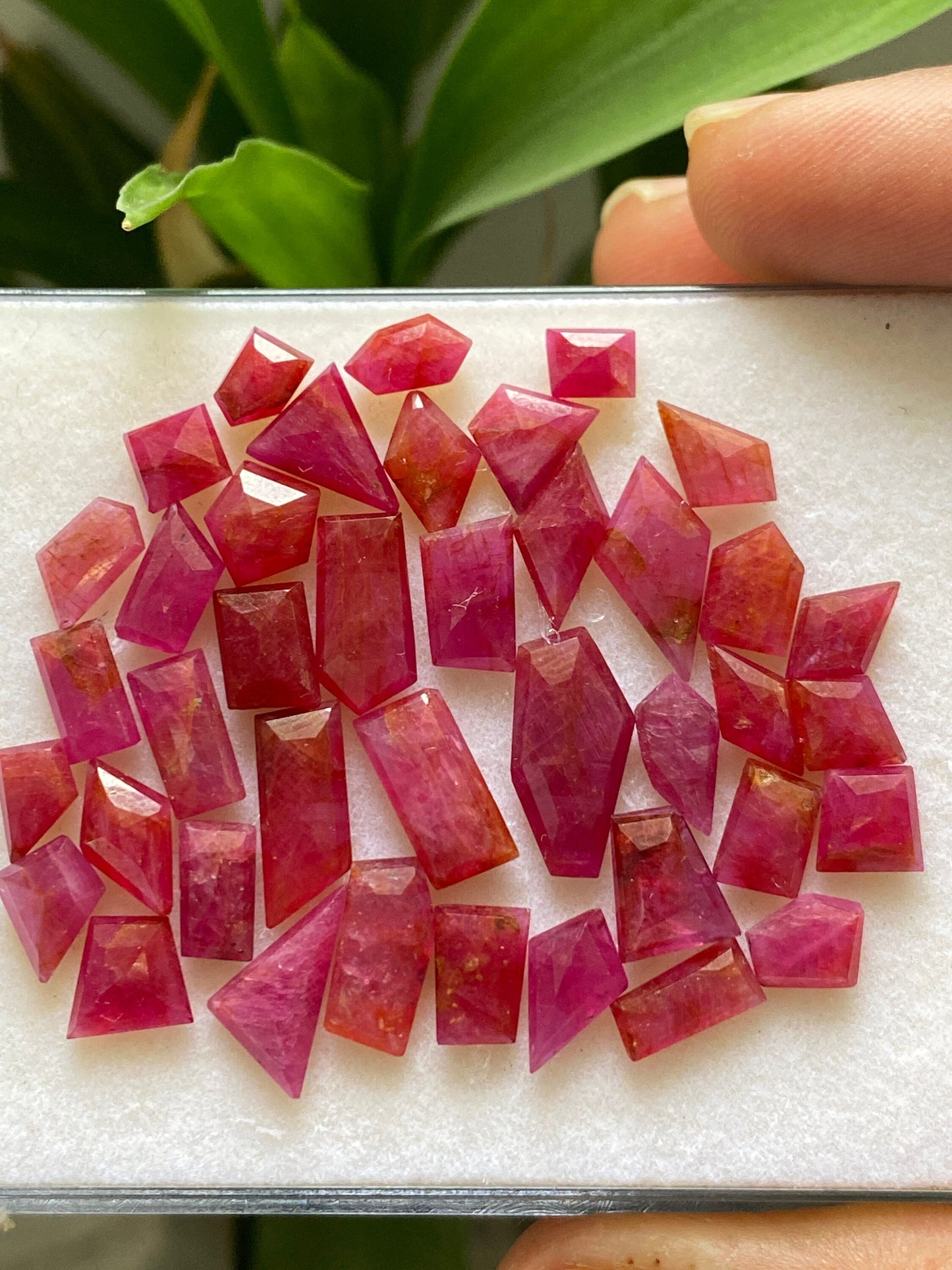 Exquisite Rare ruby flats step cut side faceted flats wt 55 carats pcs 40 size 5.8x4.6mm-15x8mm ruby stepcut gems