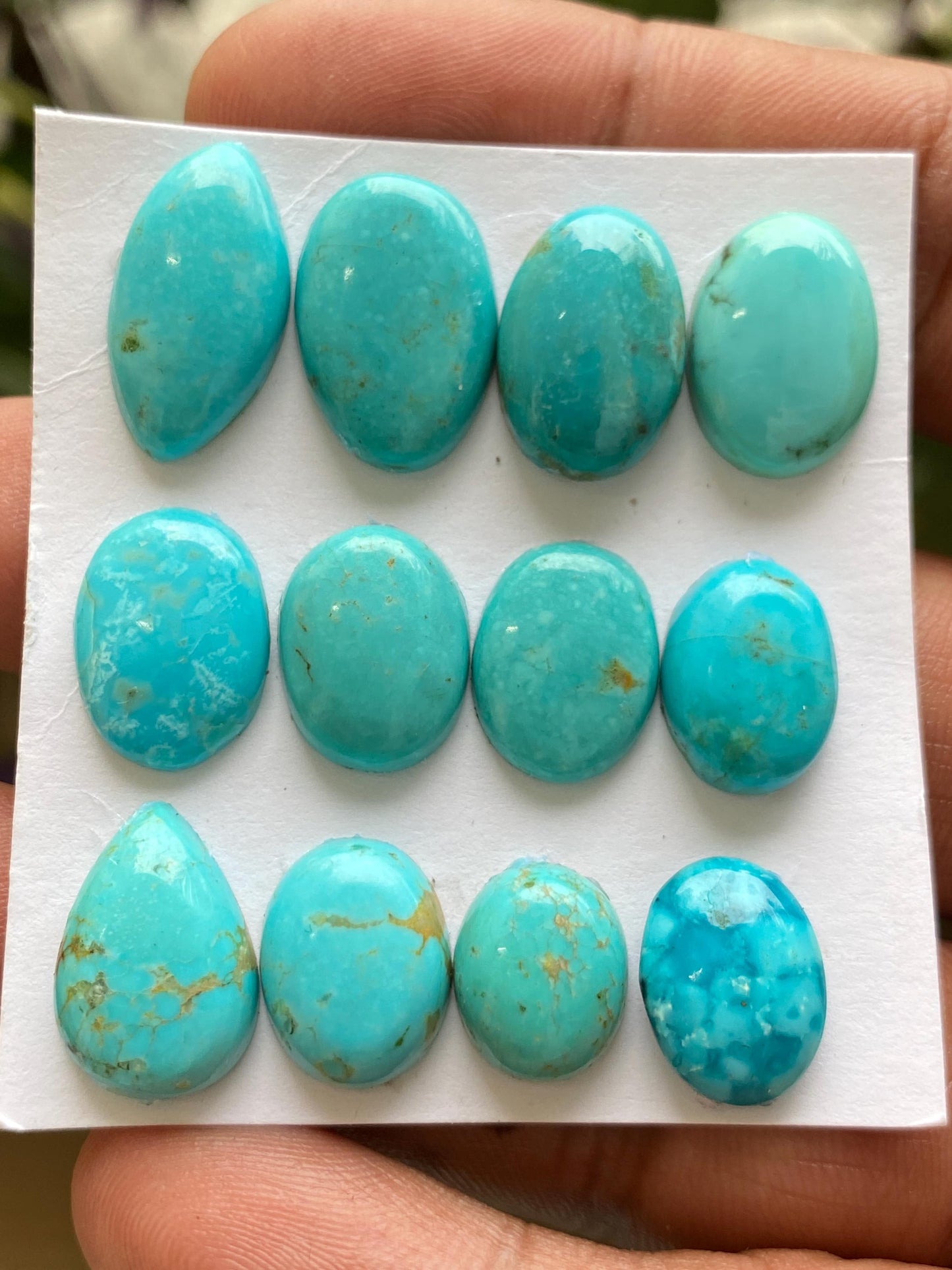 Fabulous rare Arizona  mines Turquoise cabochons natural smooth polished mix shapes pcs 12 wt 68 carats 12x10-17x12mm turquoise cabochons