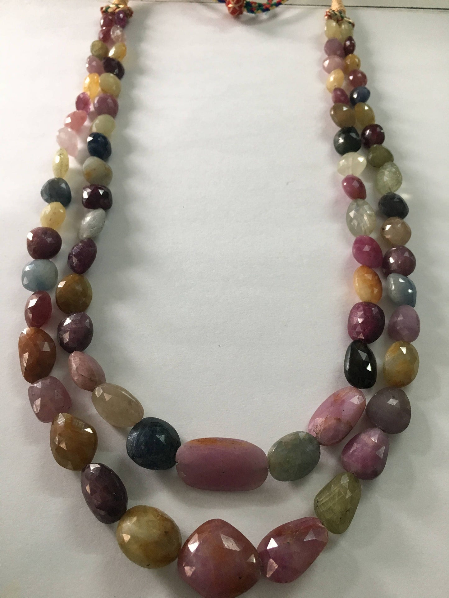 Rare multi sapphire faceted necklace size 10x9.5mm to 21x18mm weight 722 carats length 17-19 inches rare sapphire necklace