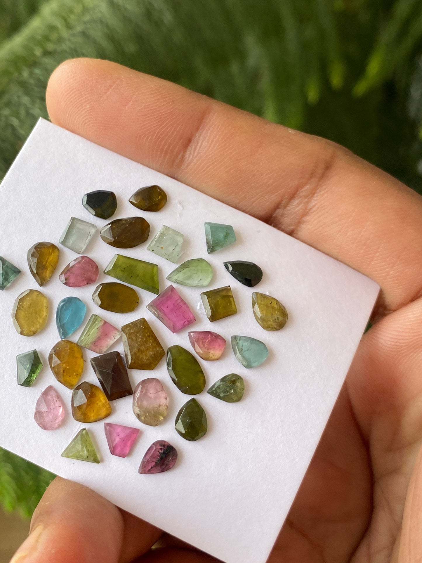 Ravishing Watermelon multi tourmaline geometric cut flats fine quality weight 16 carats size 4x3mm-8x6mm pcs 35 tourmaline geometric flats