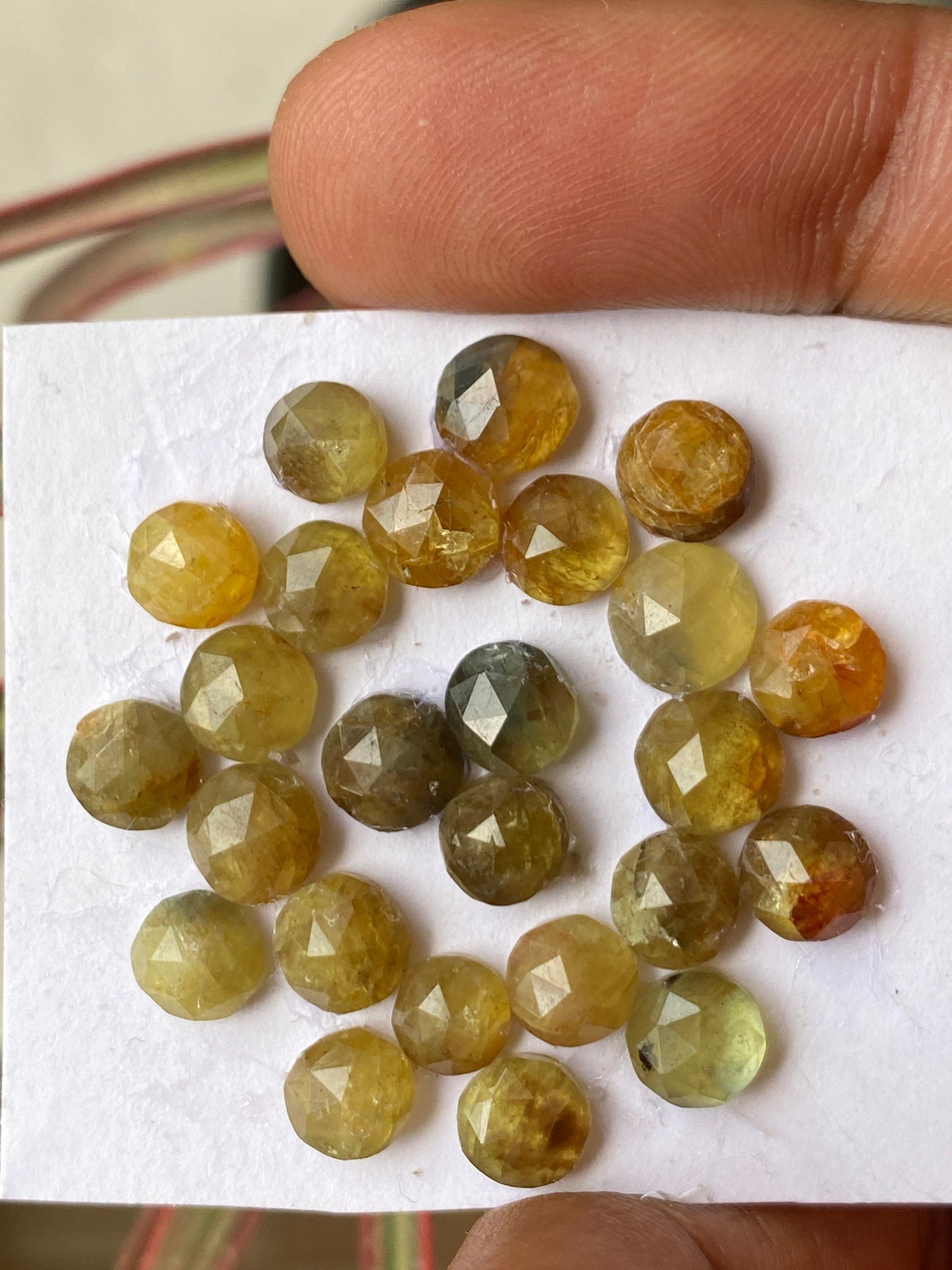 Fabulous very rare Kenya mines yellow sapphire Bicolor rosecut wt 39  carats pcs 25 size 5x5mm-7x7mm sapphire round rosecut gems