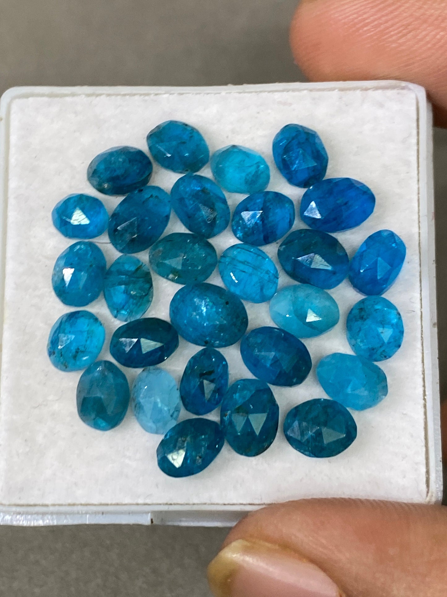 Alluring Neon Blue apatite rosecut wholesale lot wt 20 cts pcs 28 size 5.5x4.5mm-7.5x6mm rosecut neon blue apatite flats apatite rosecut