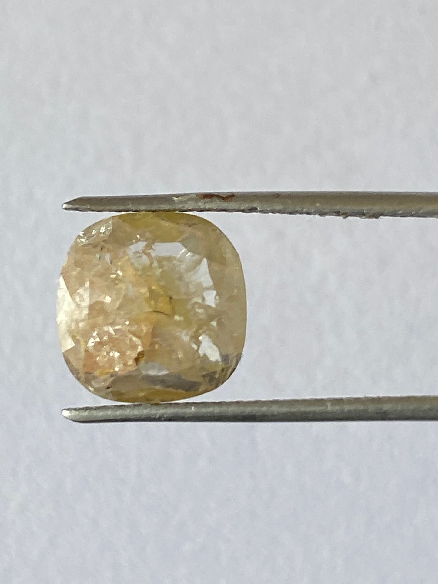 Rare yellow fancy diamond cushion rosecut size 9mm weight 3 carats beautiful bicolor yellow diamond rosecut